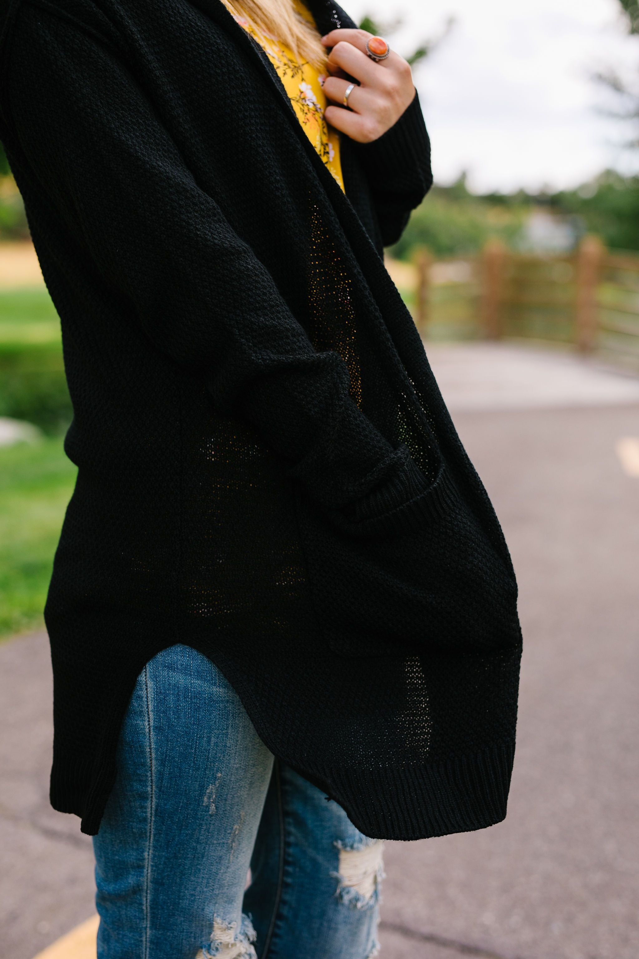 Black Hooded Cardigan
