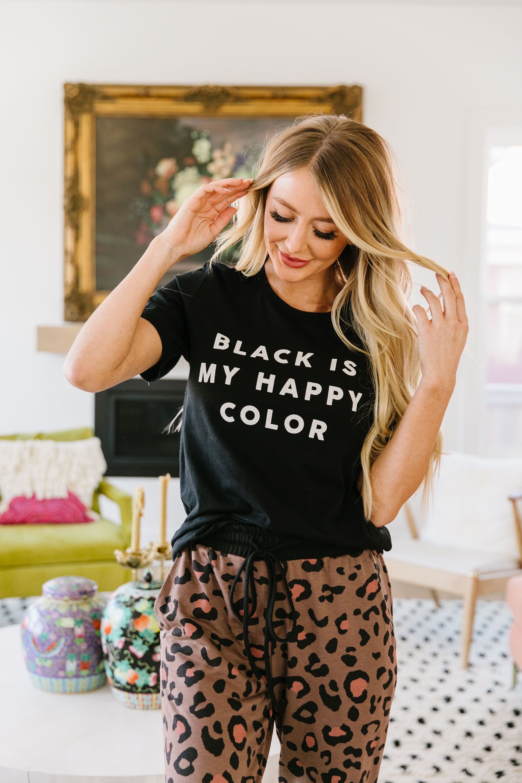 Black Is My Happy Color Graphic Tee