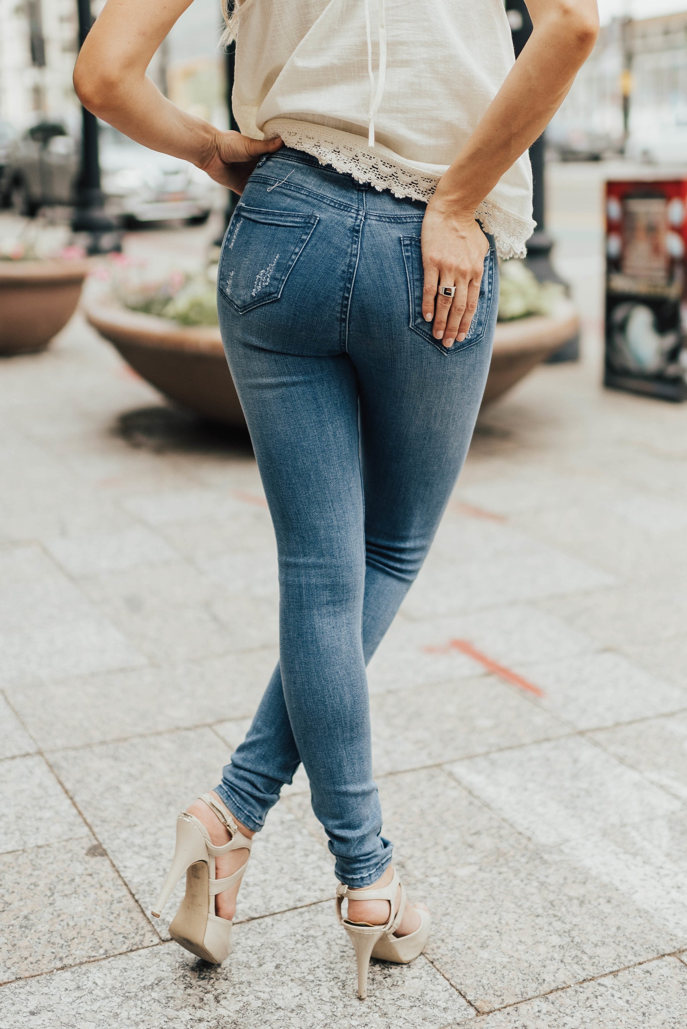 Black Label Medium Wash Distressed Skinnies