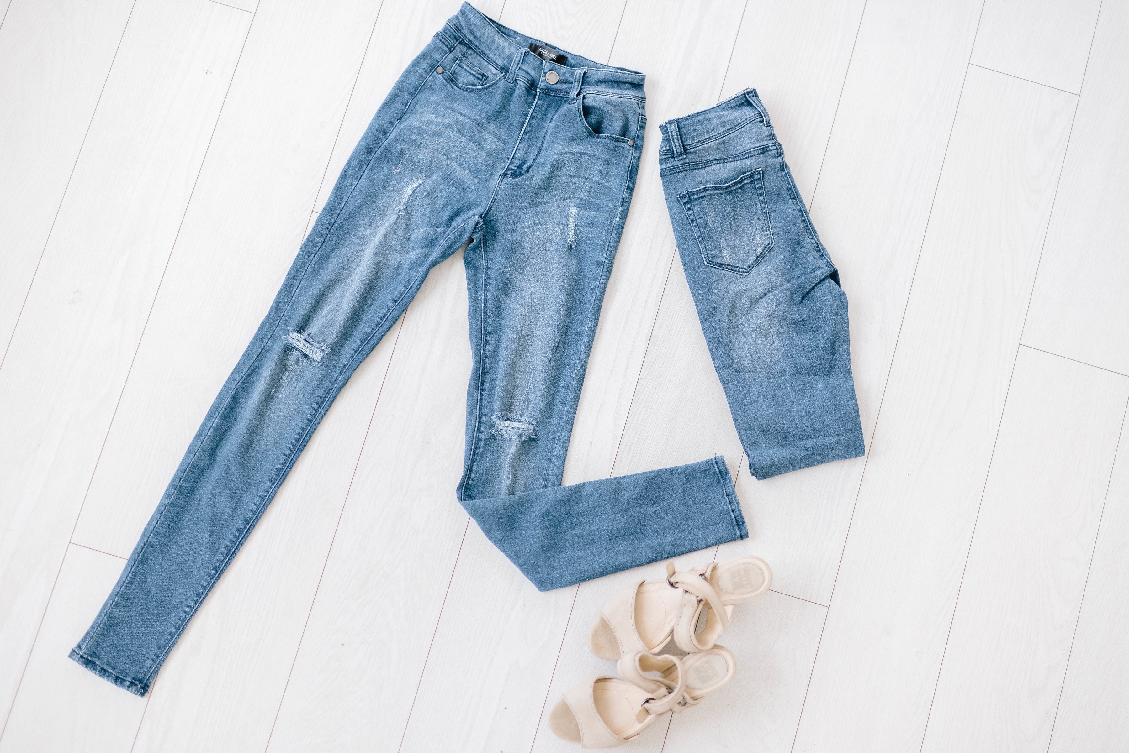 Black Label Medium Wash Distressed Skinnies