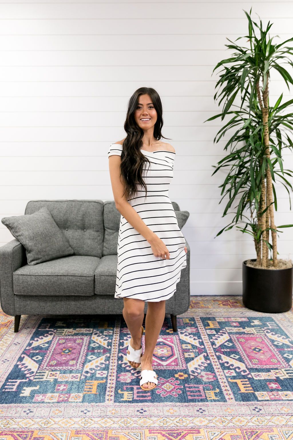 Black, White + Red Hot All Over Dress