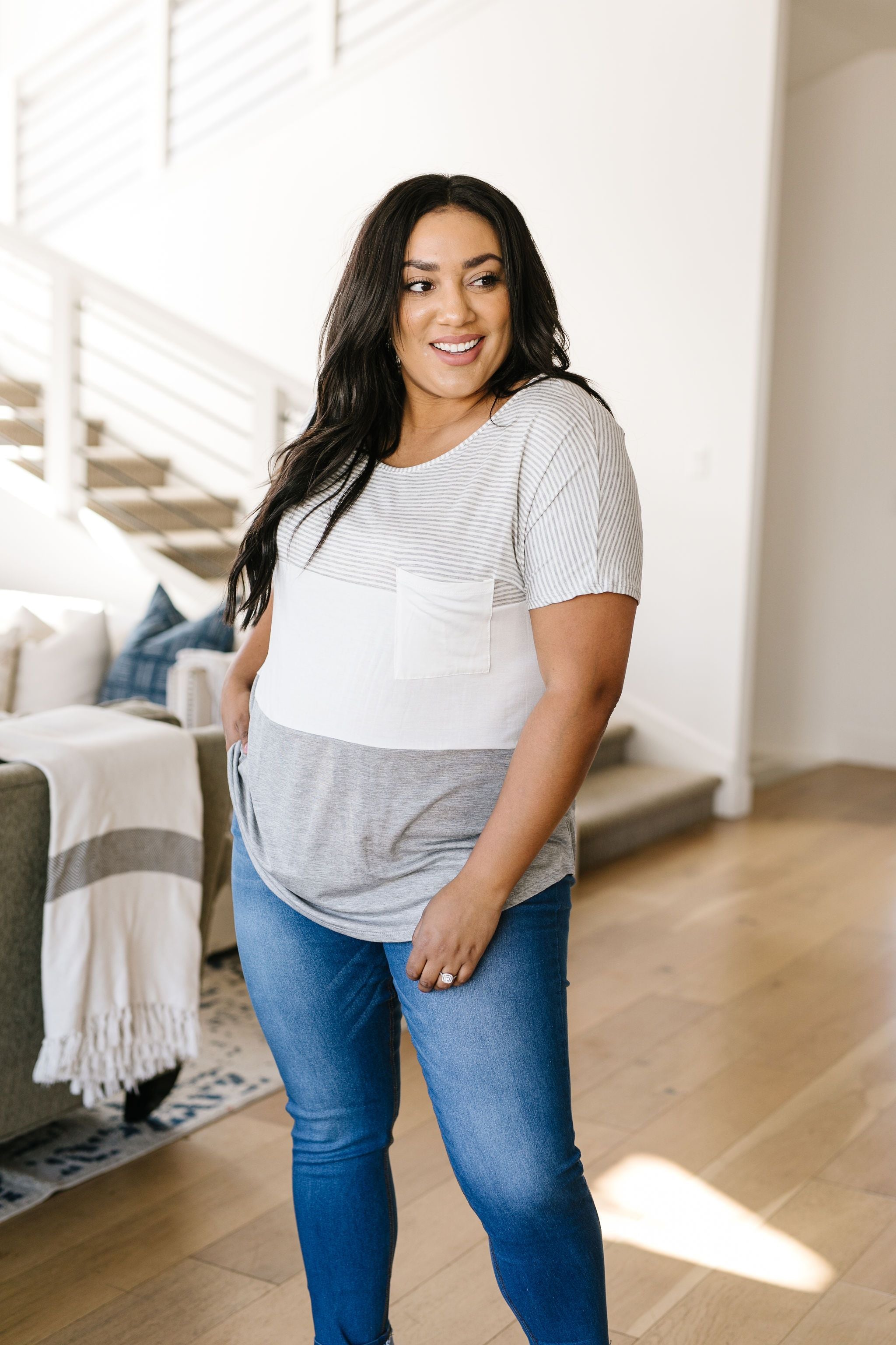 Block Party Top In Gray