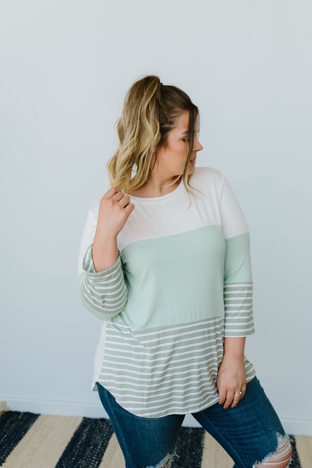 Block Talk Top In Sage