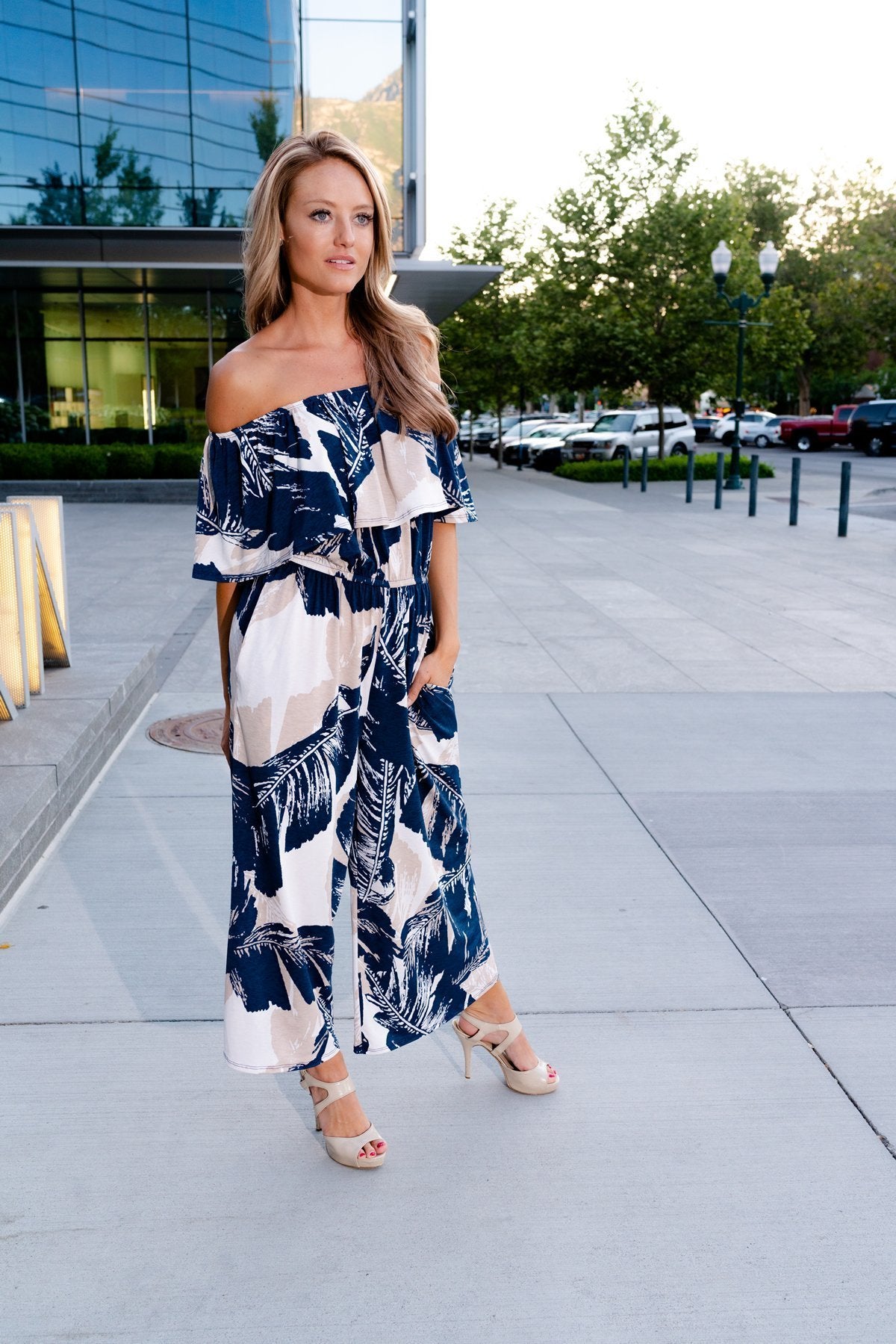 Blue Palm Jumpsuit