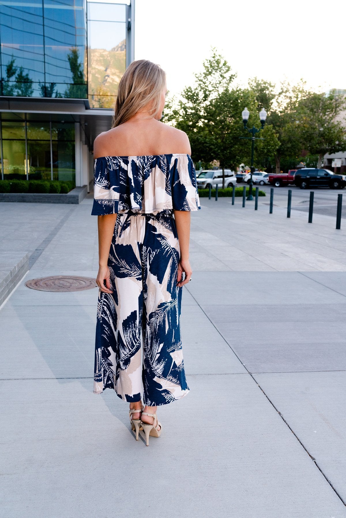 Blue Palm Jumpsuit