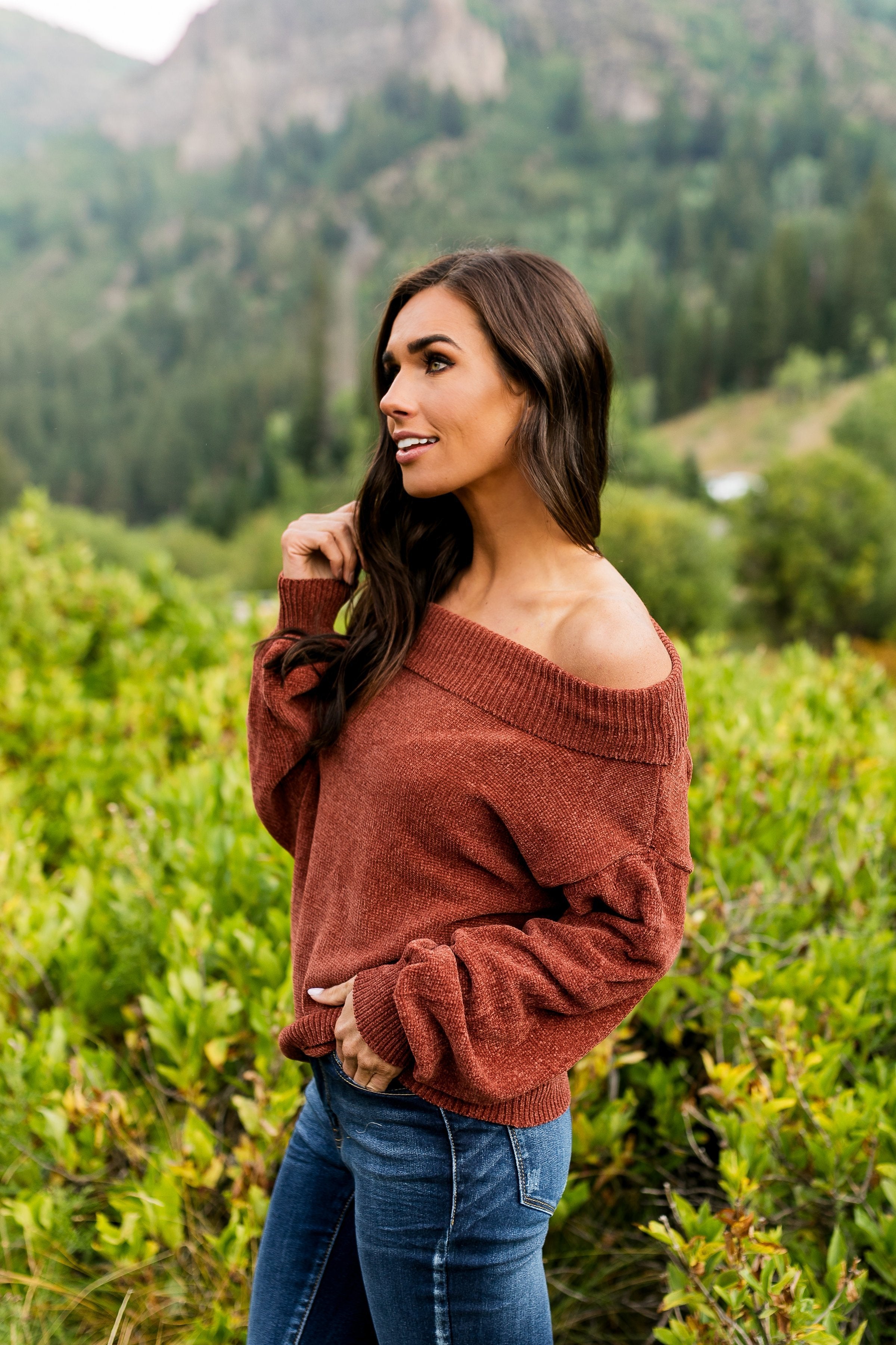 Bonfire Nights Sweater In Rust - ALL SALES FINAL