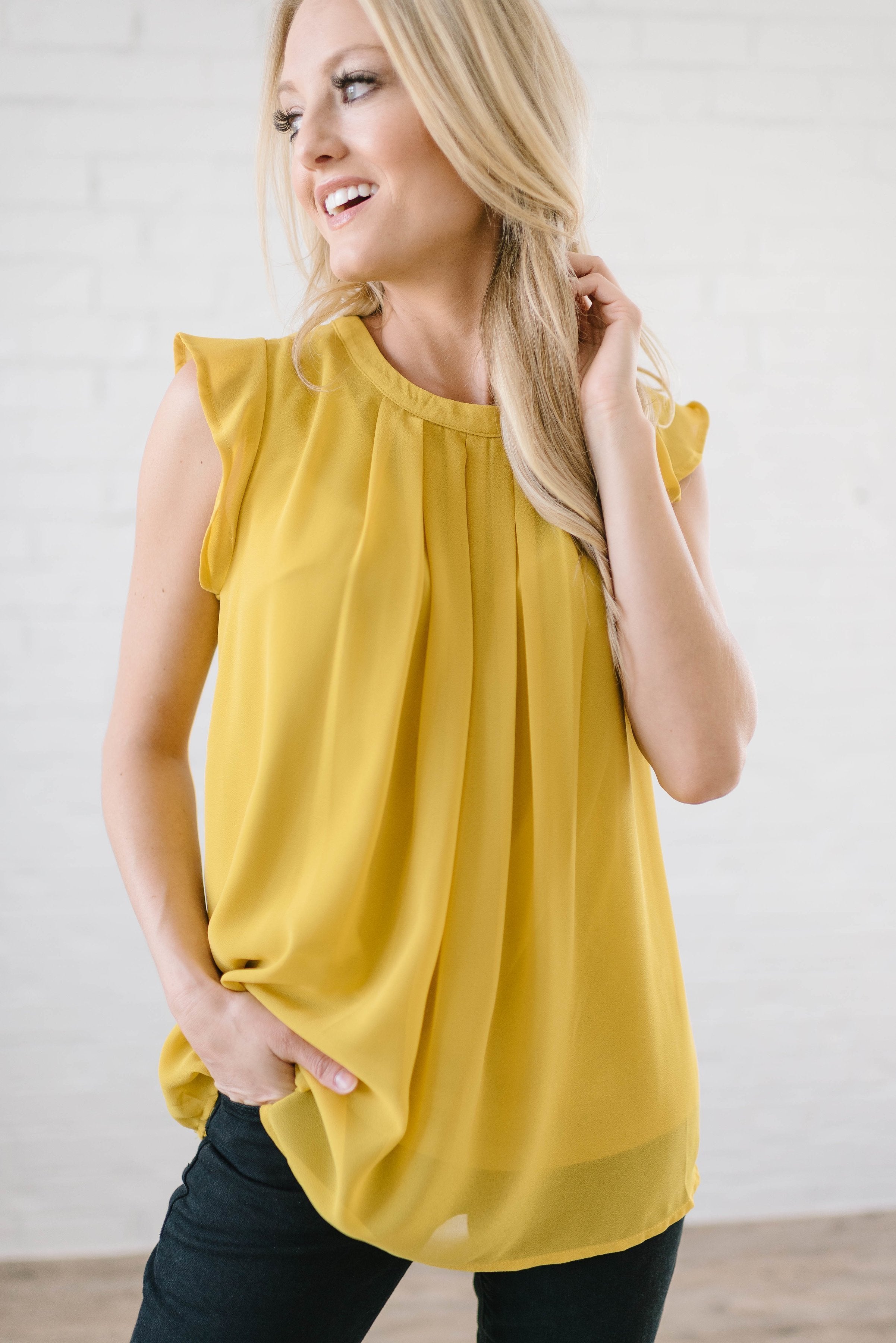 Bowery Blouse In Mustard