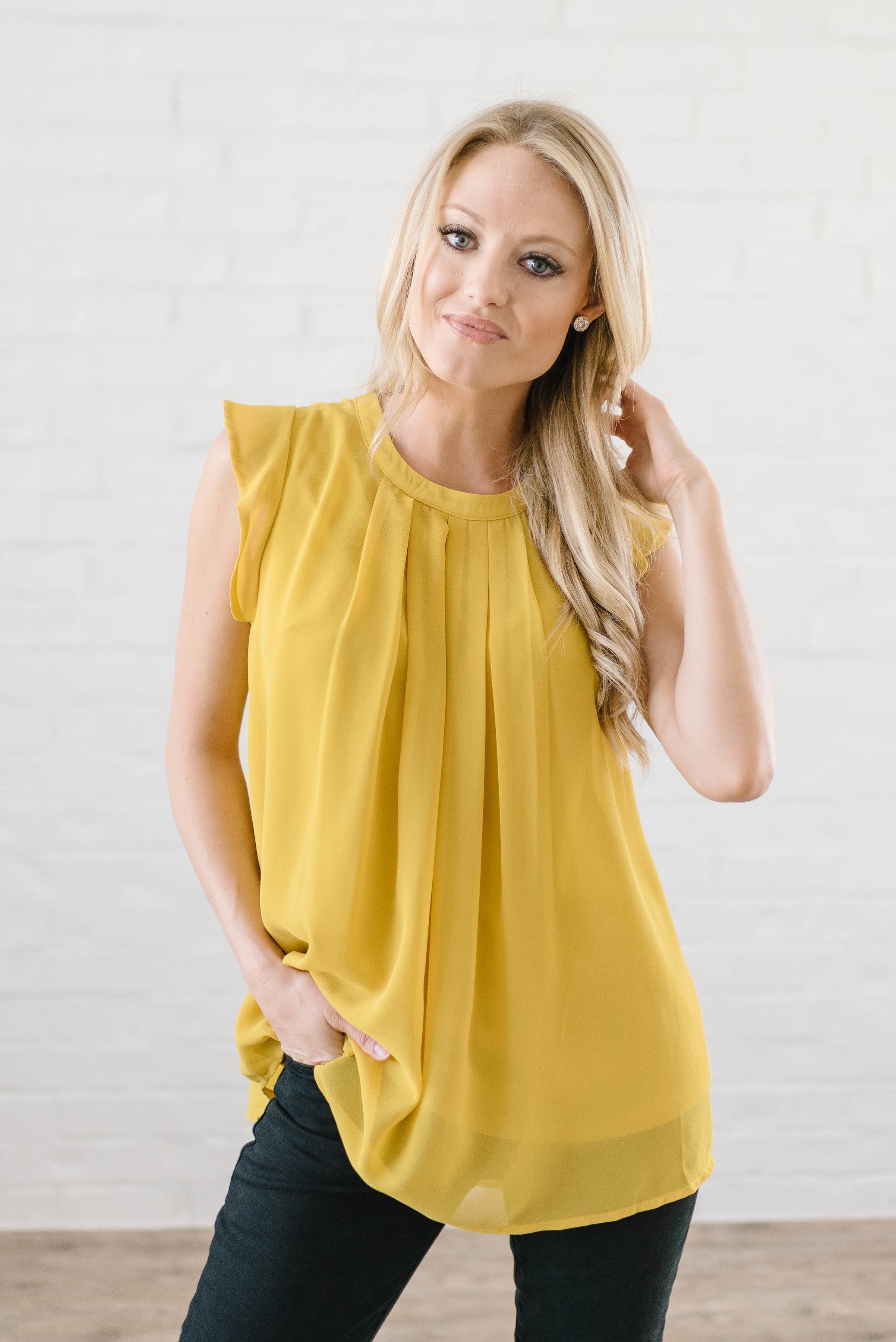 Bowery Blouse In Mustard