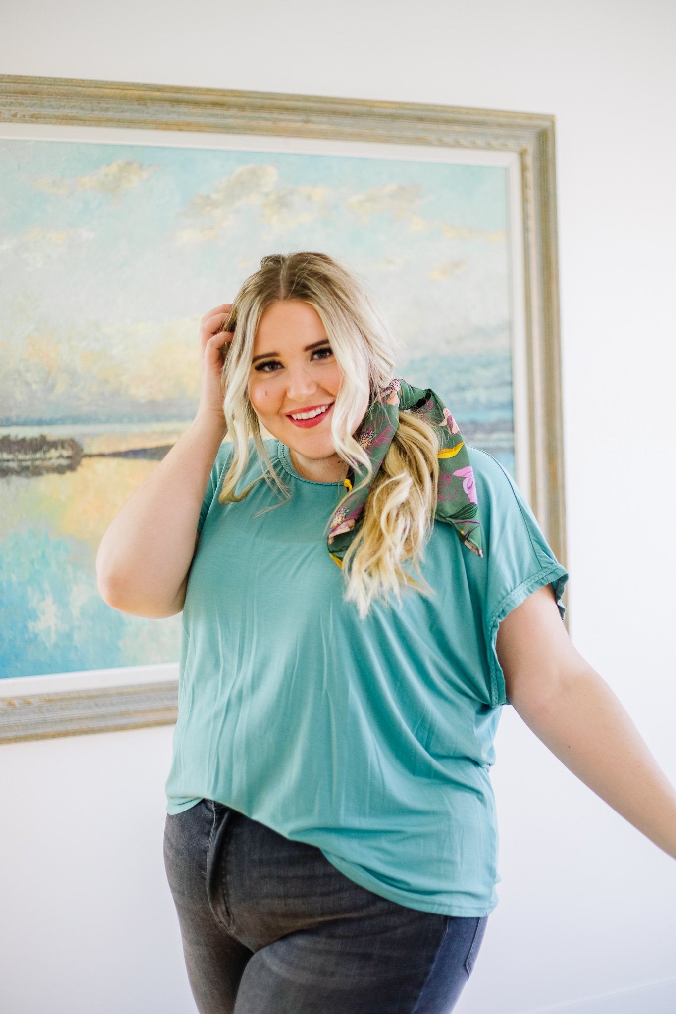 Braided Trim Turquoise Top