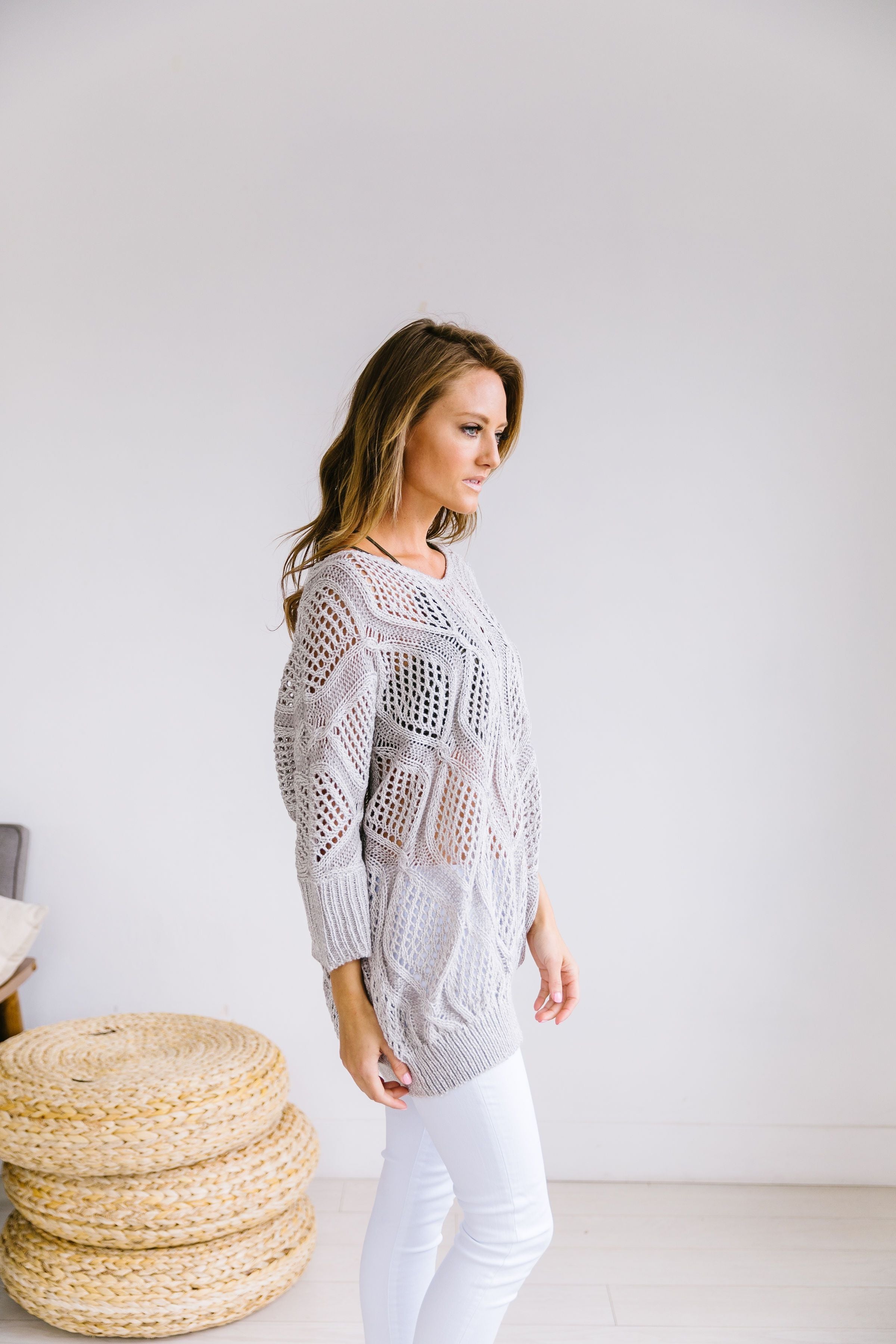 Bring On The Sun Spring Sweater In Gray