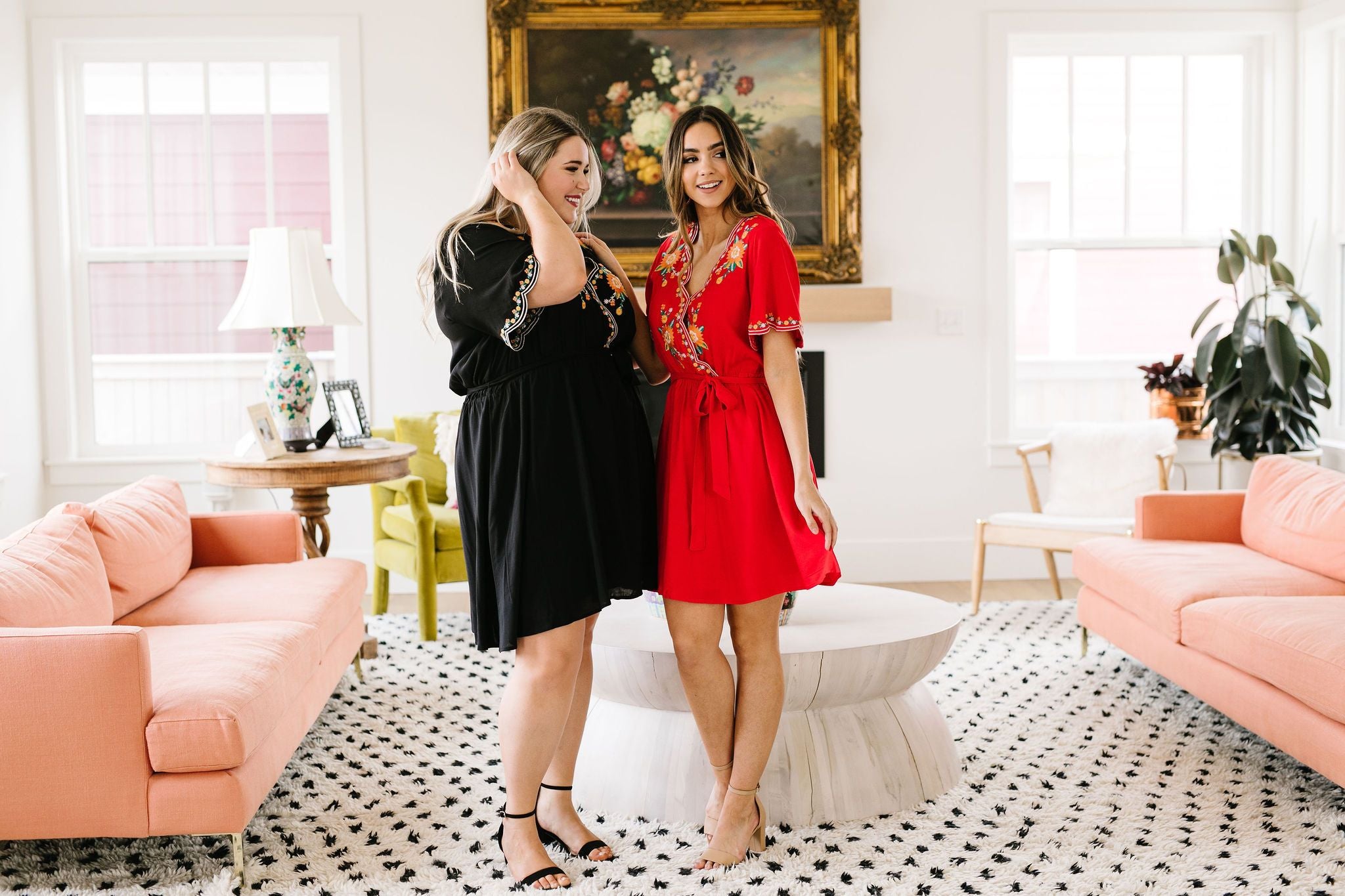 Brooklyn Embroidered Dress in Red