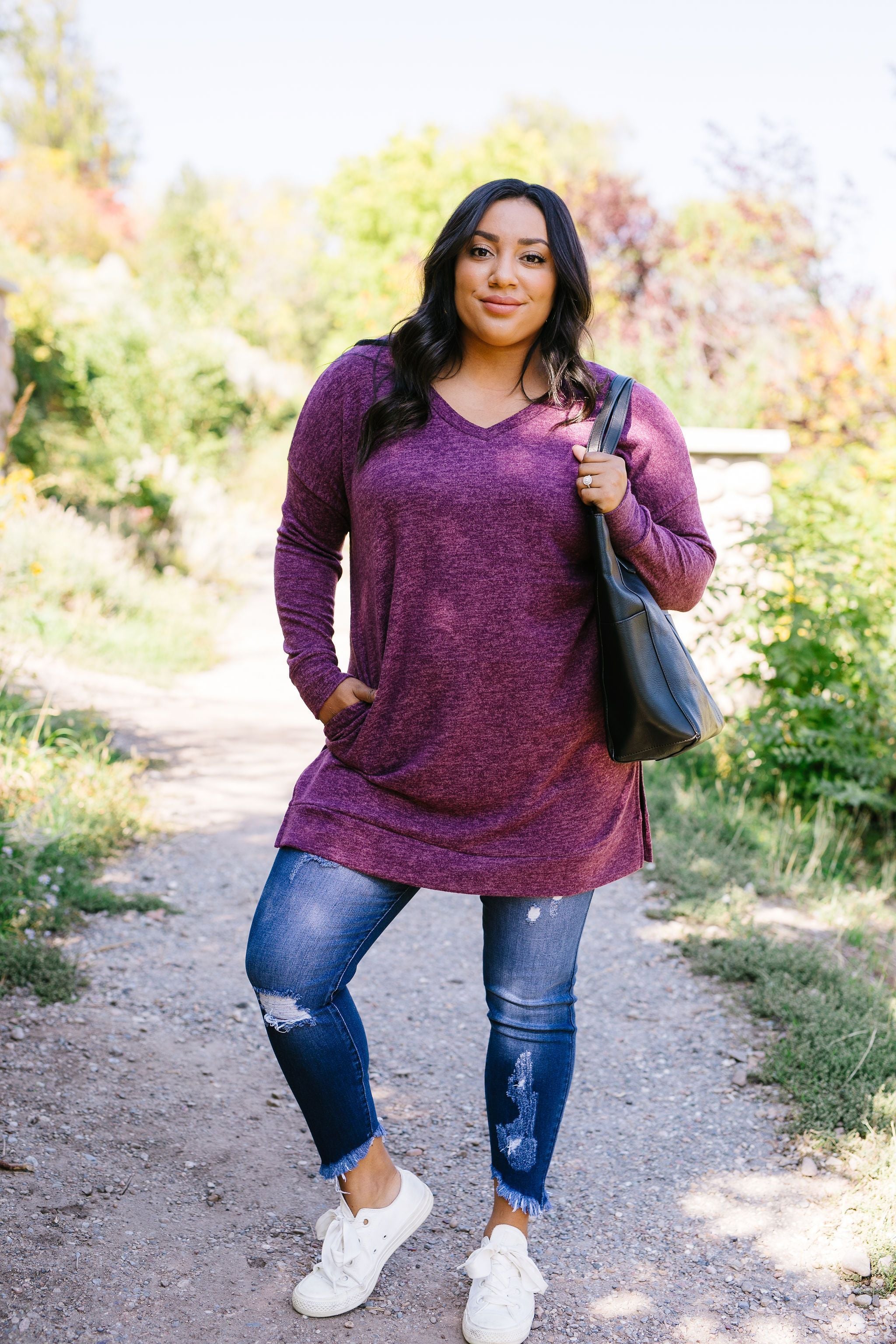 Brushed Melange V-Neck Sweater
