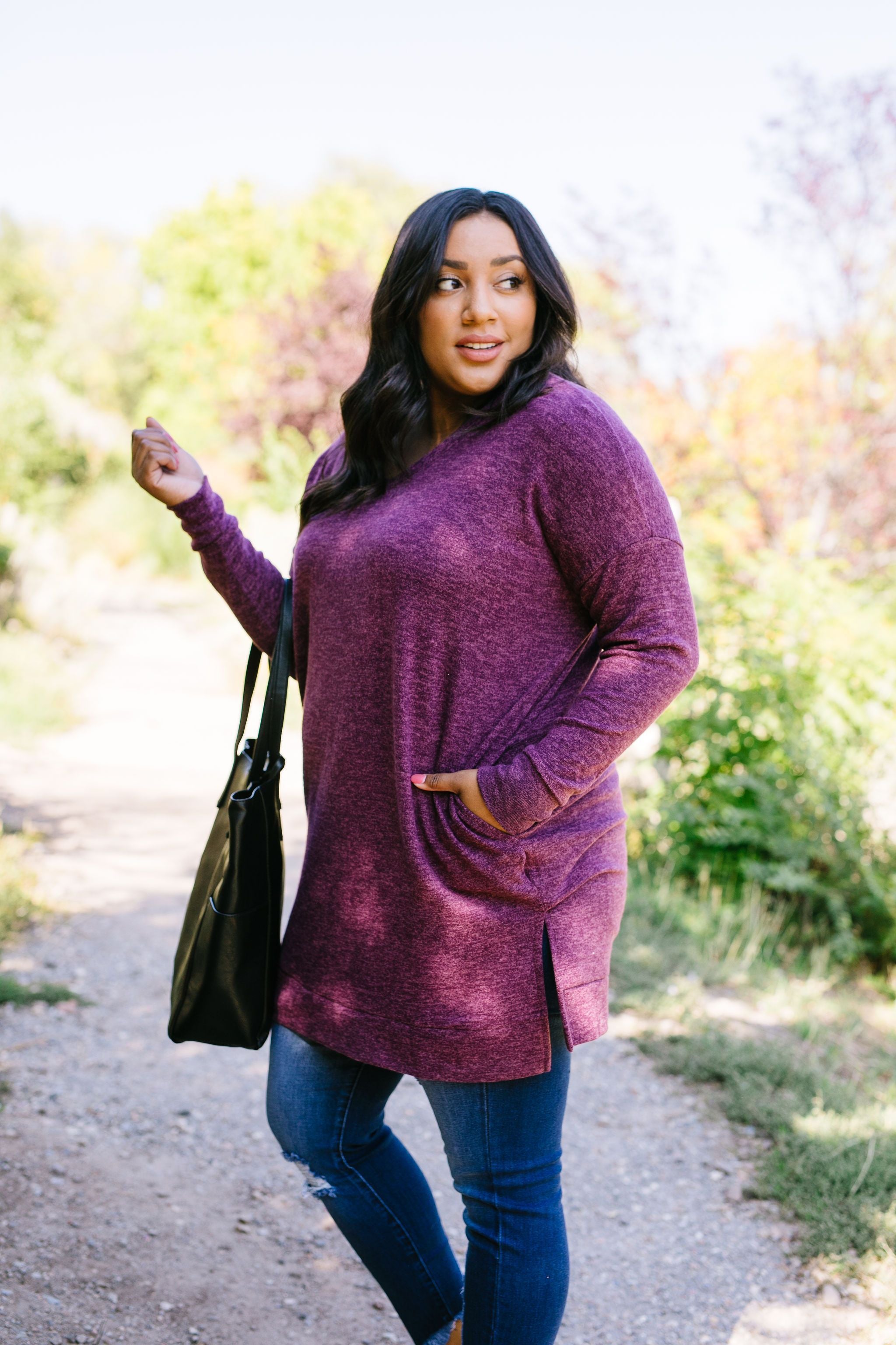 Brushed Melange V-Neck Sweater