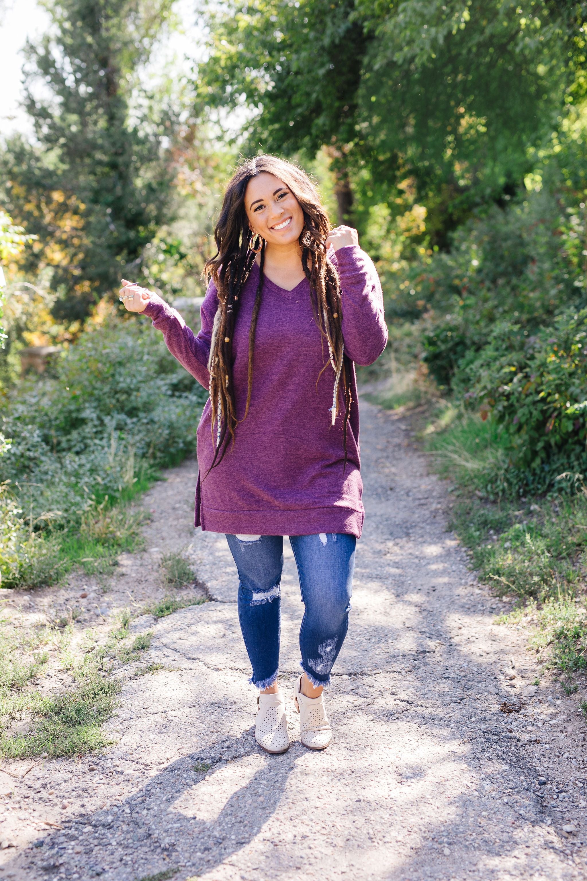 Brushed Melange V-Neck Sweater