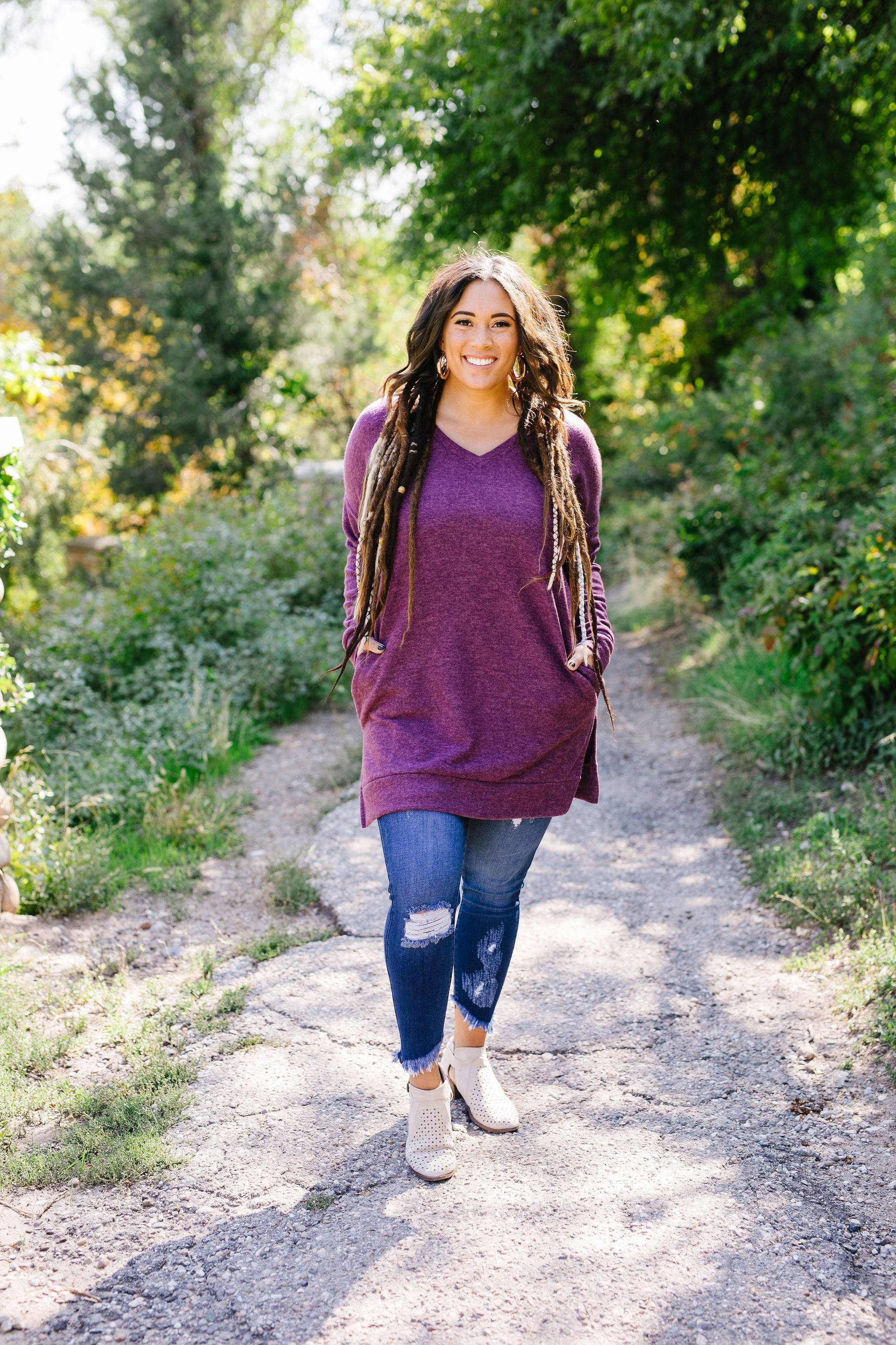 Brushed Melange V-Neck Sweater