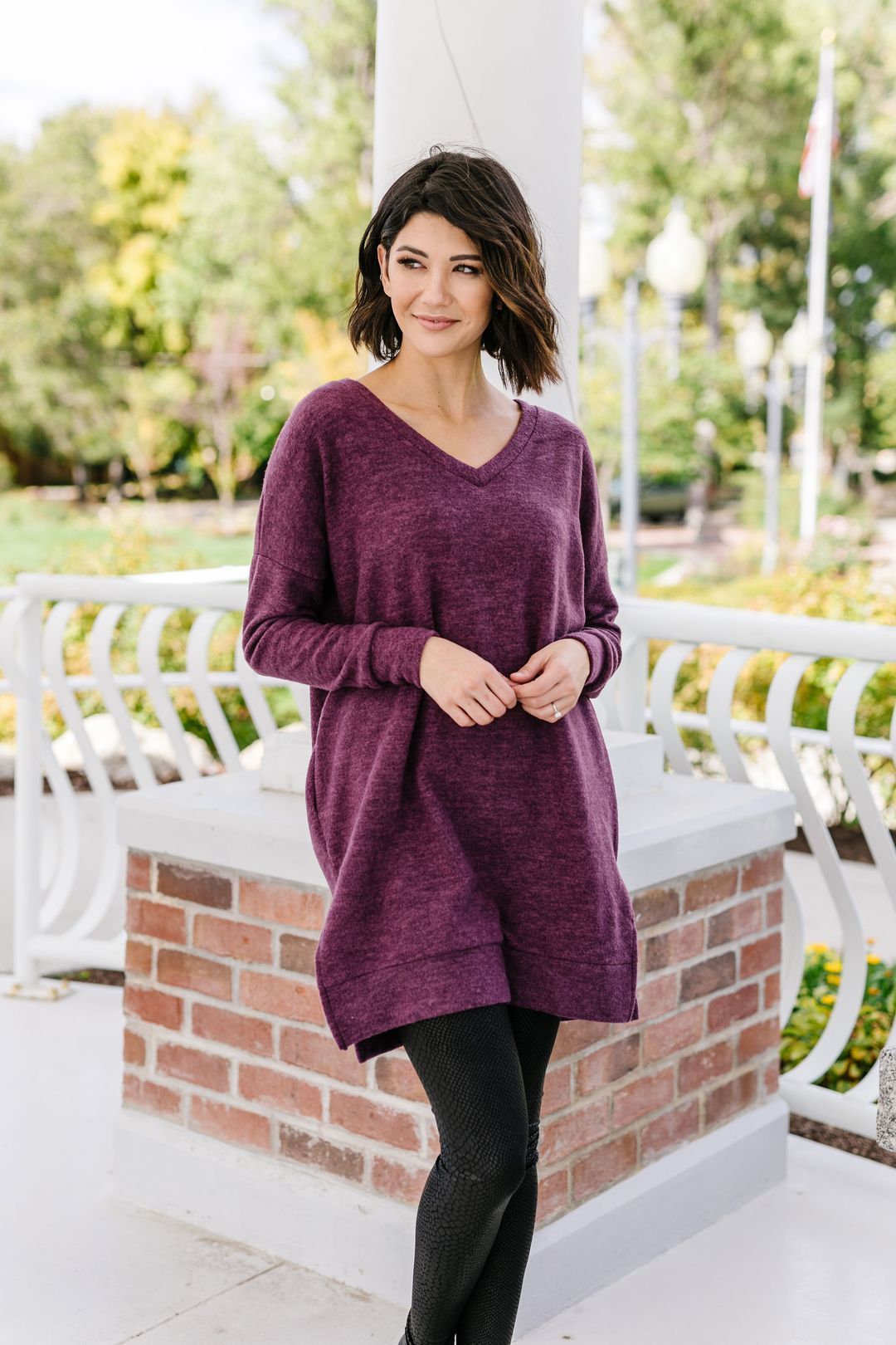 Brushed Melange V-Neck Sweater