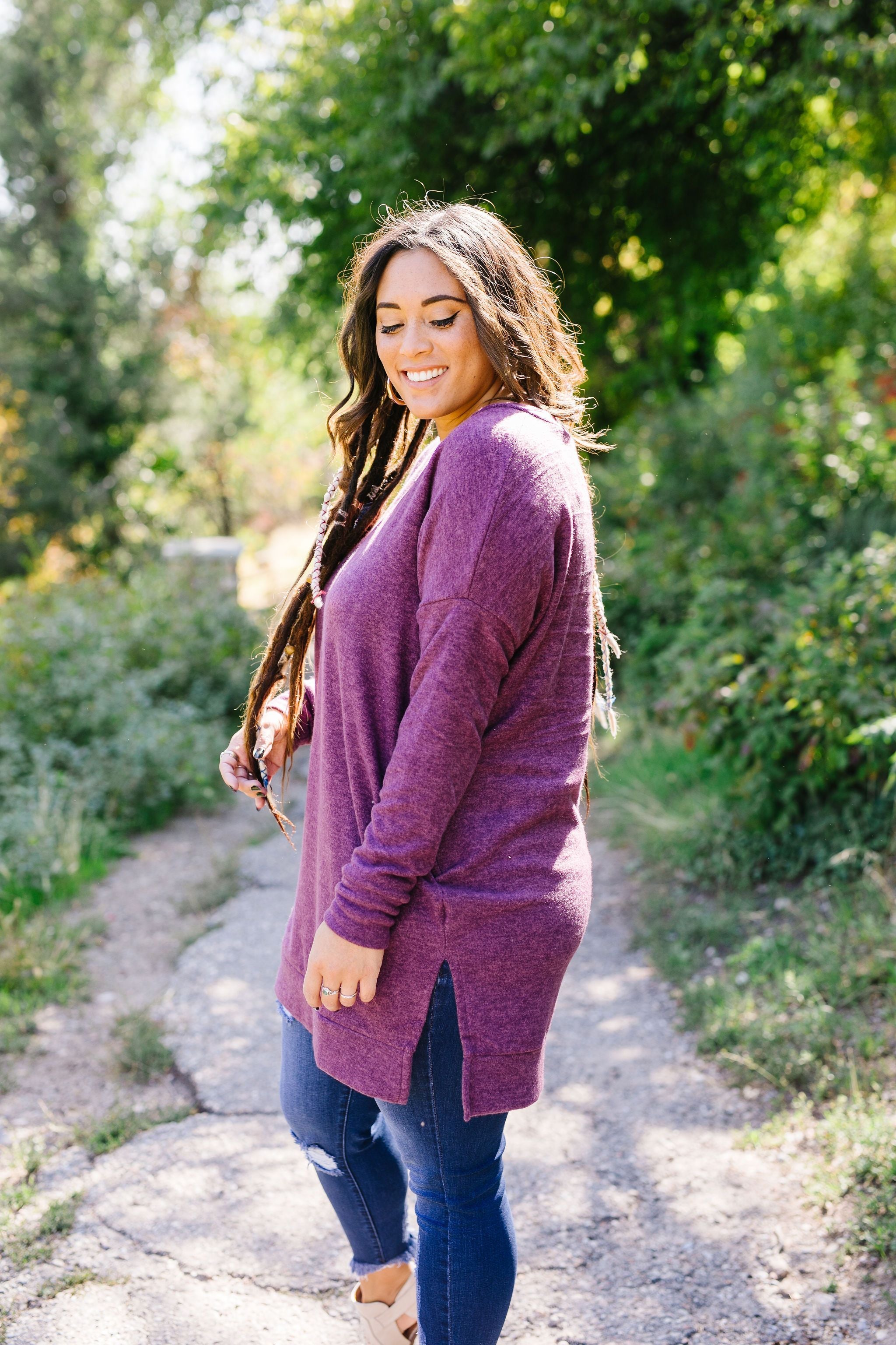 Brushed Melange V-Neck Sweater