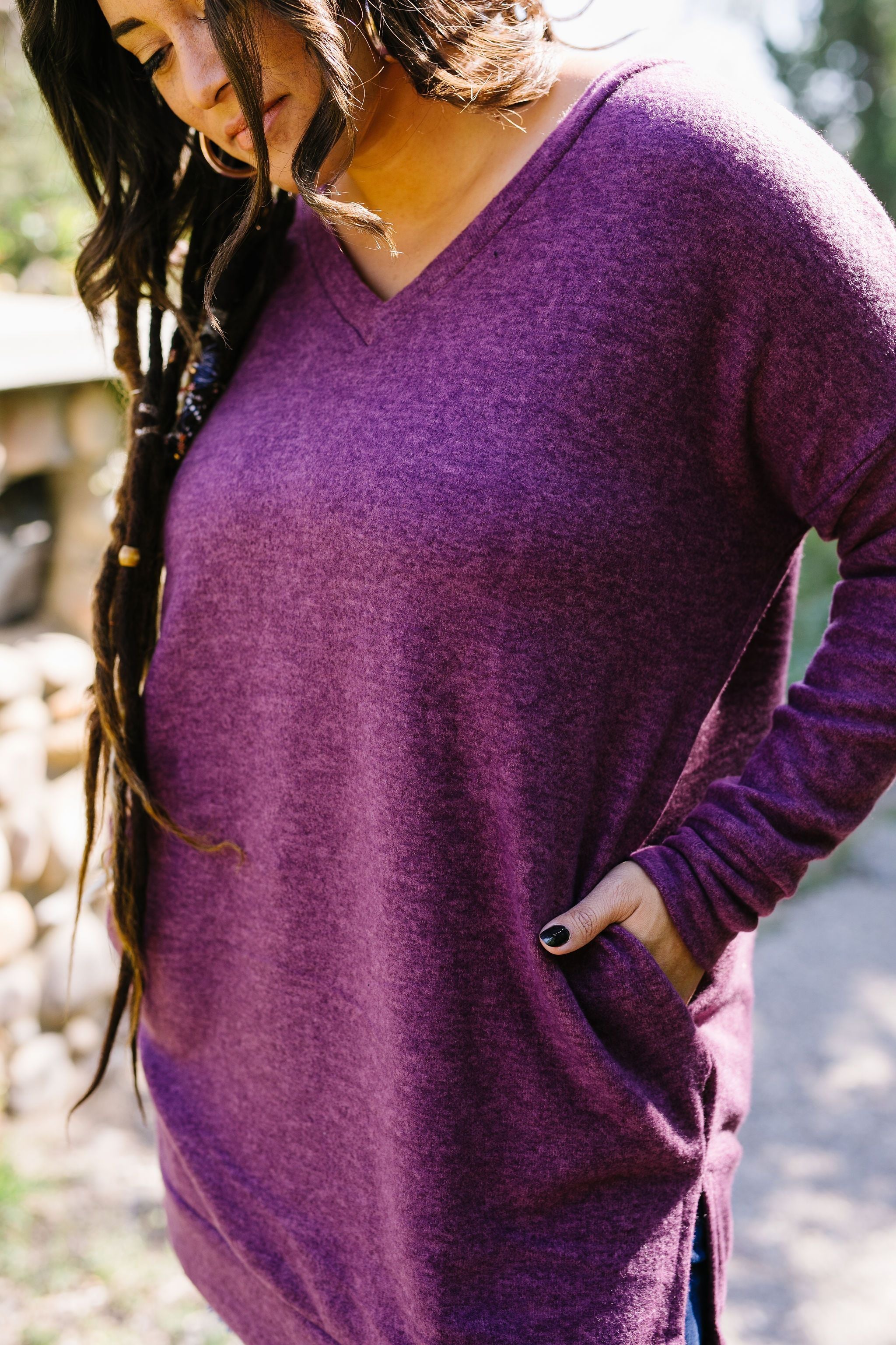 Brushed Melange V-Neck Sweater