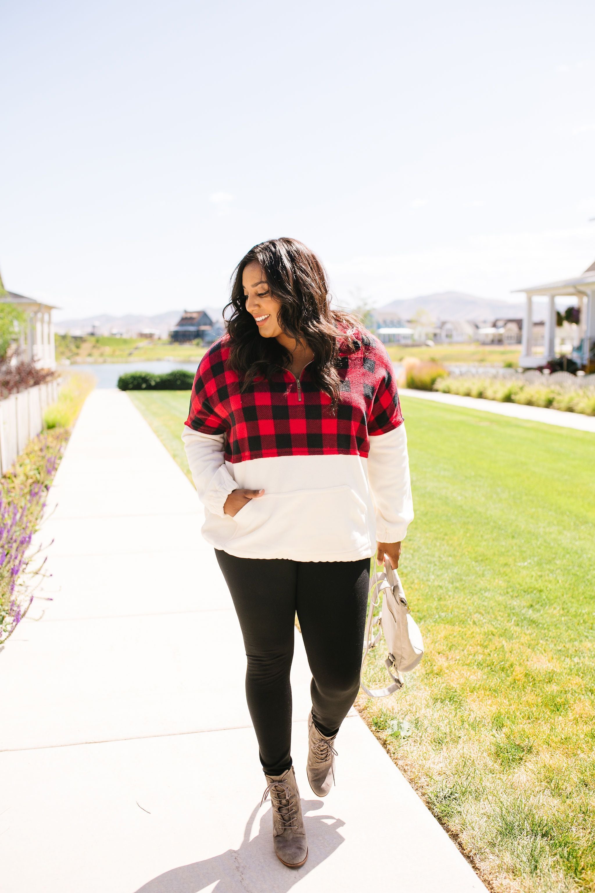 Buffalo Plaid Color Block Pullover