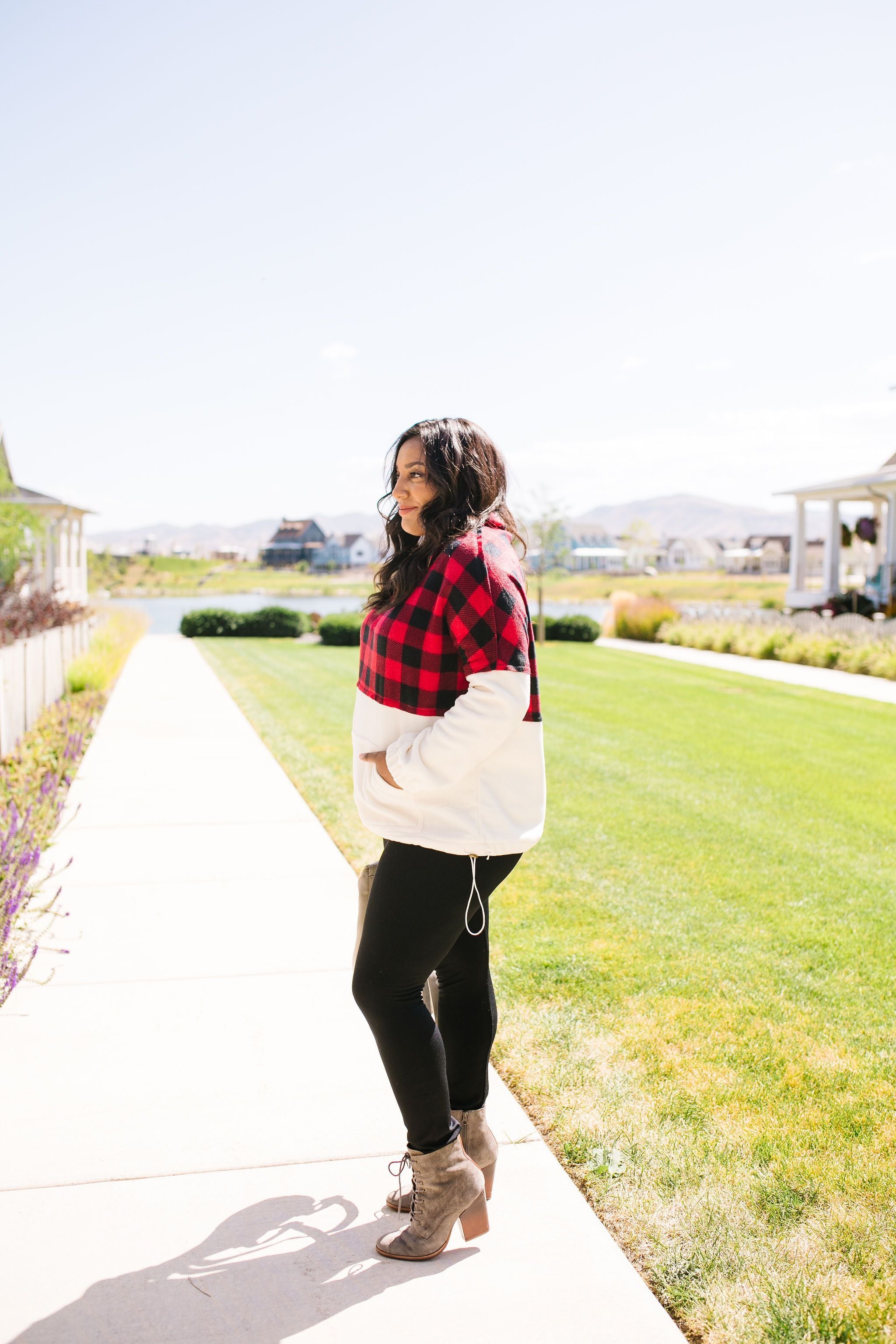 Buffalo Plaid Color Block Pullover