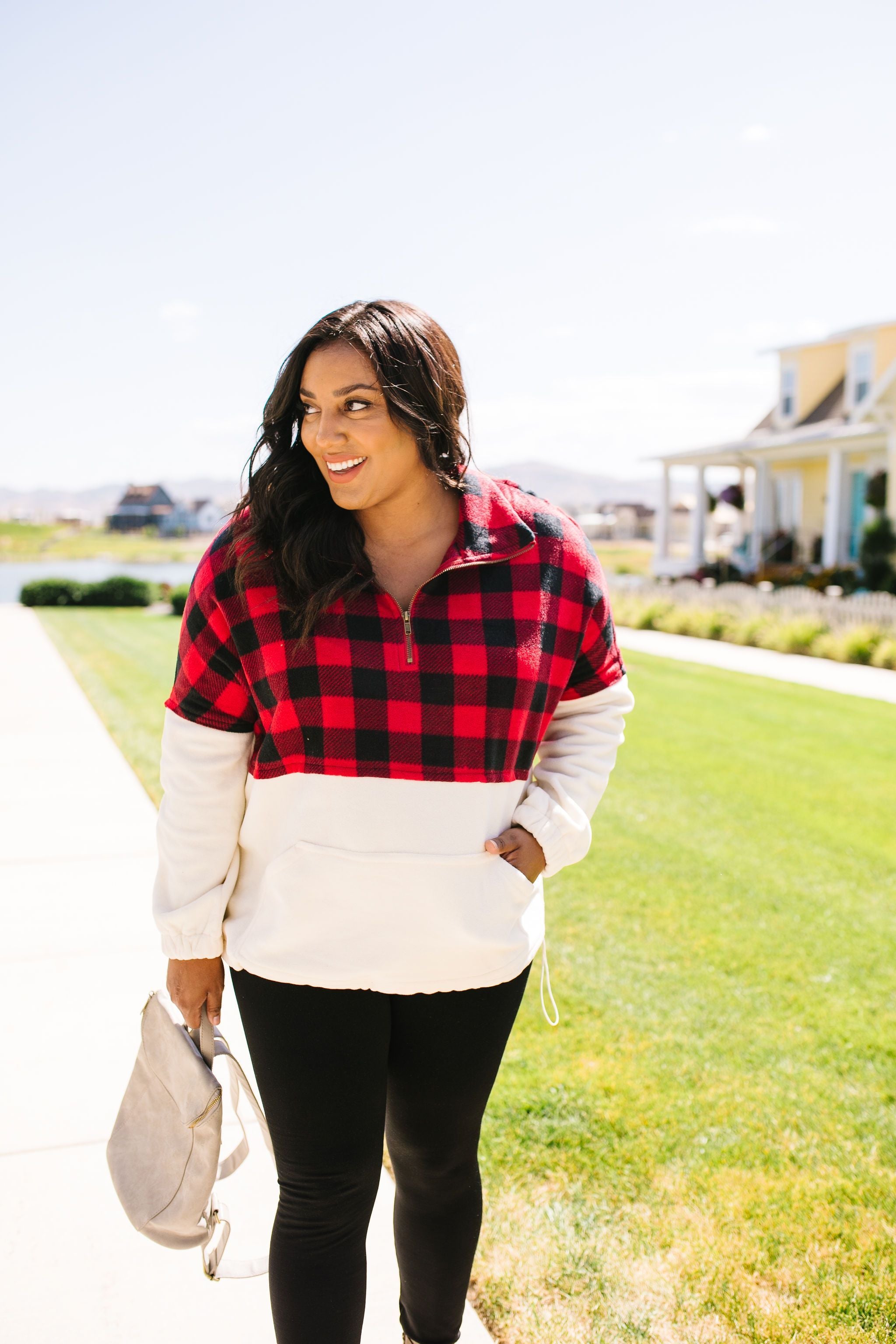 Buffalo Plaid Color Block Pullover