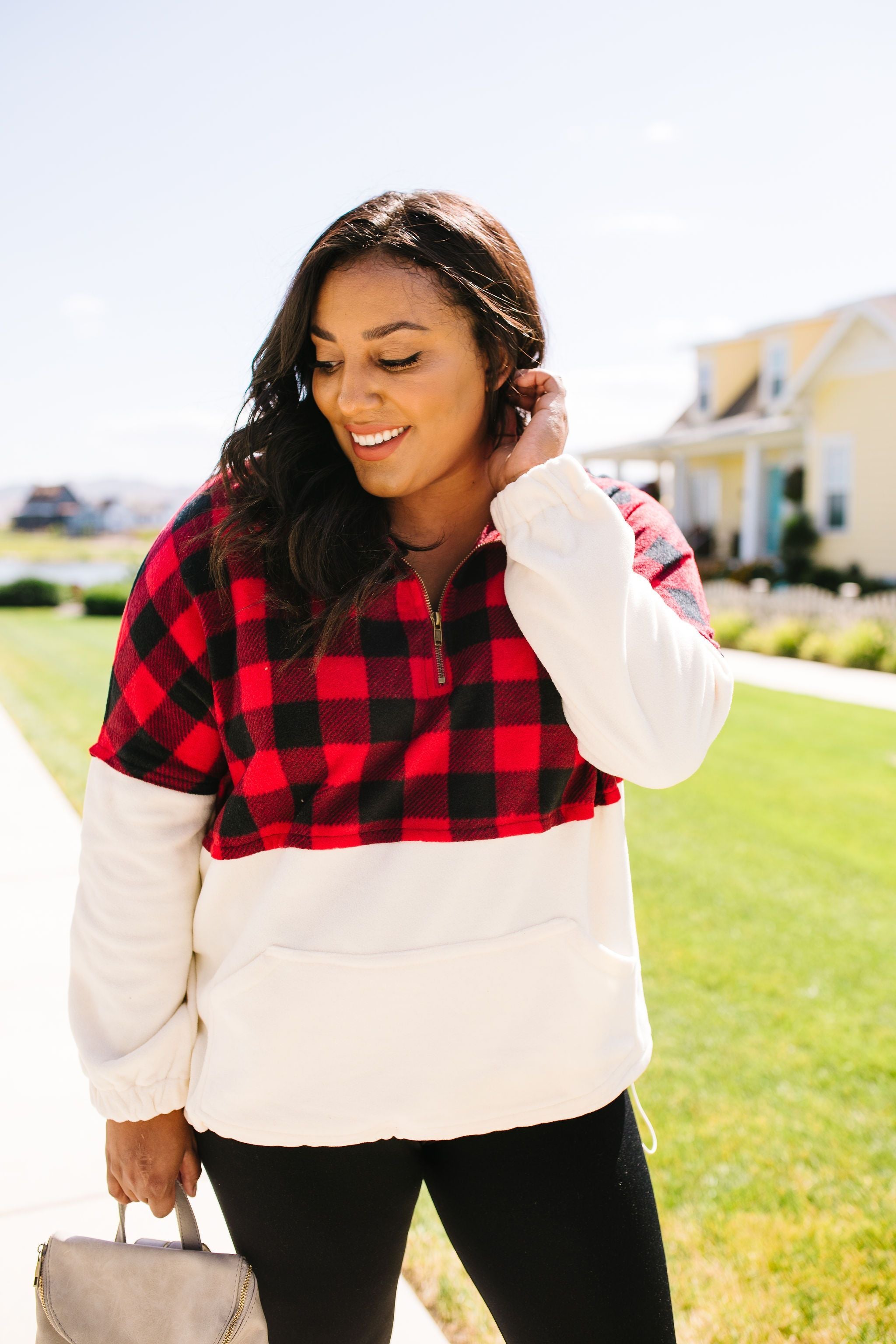 Buffalo Plaid Color Block Pullover