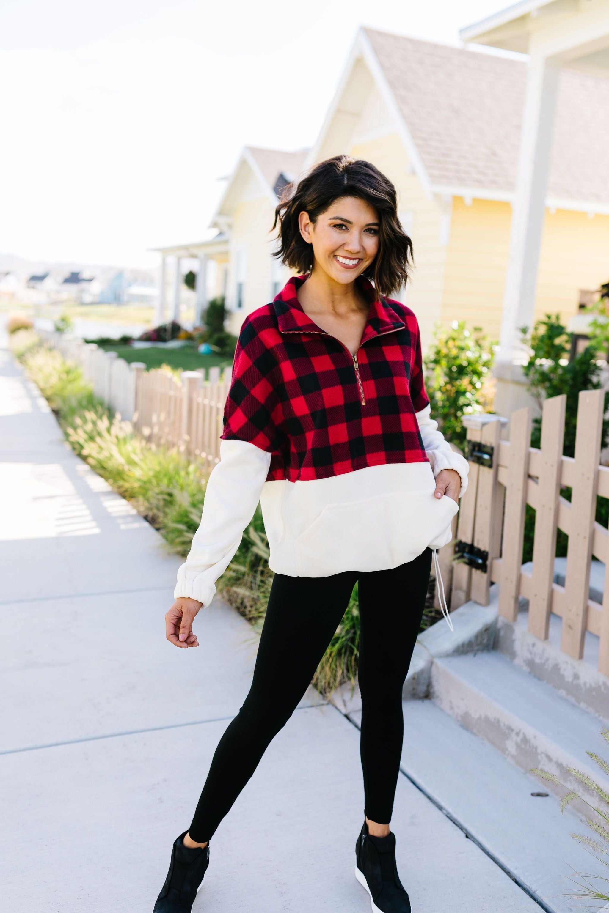 Buffalo Plaid Color Block Pullover