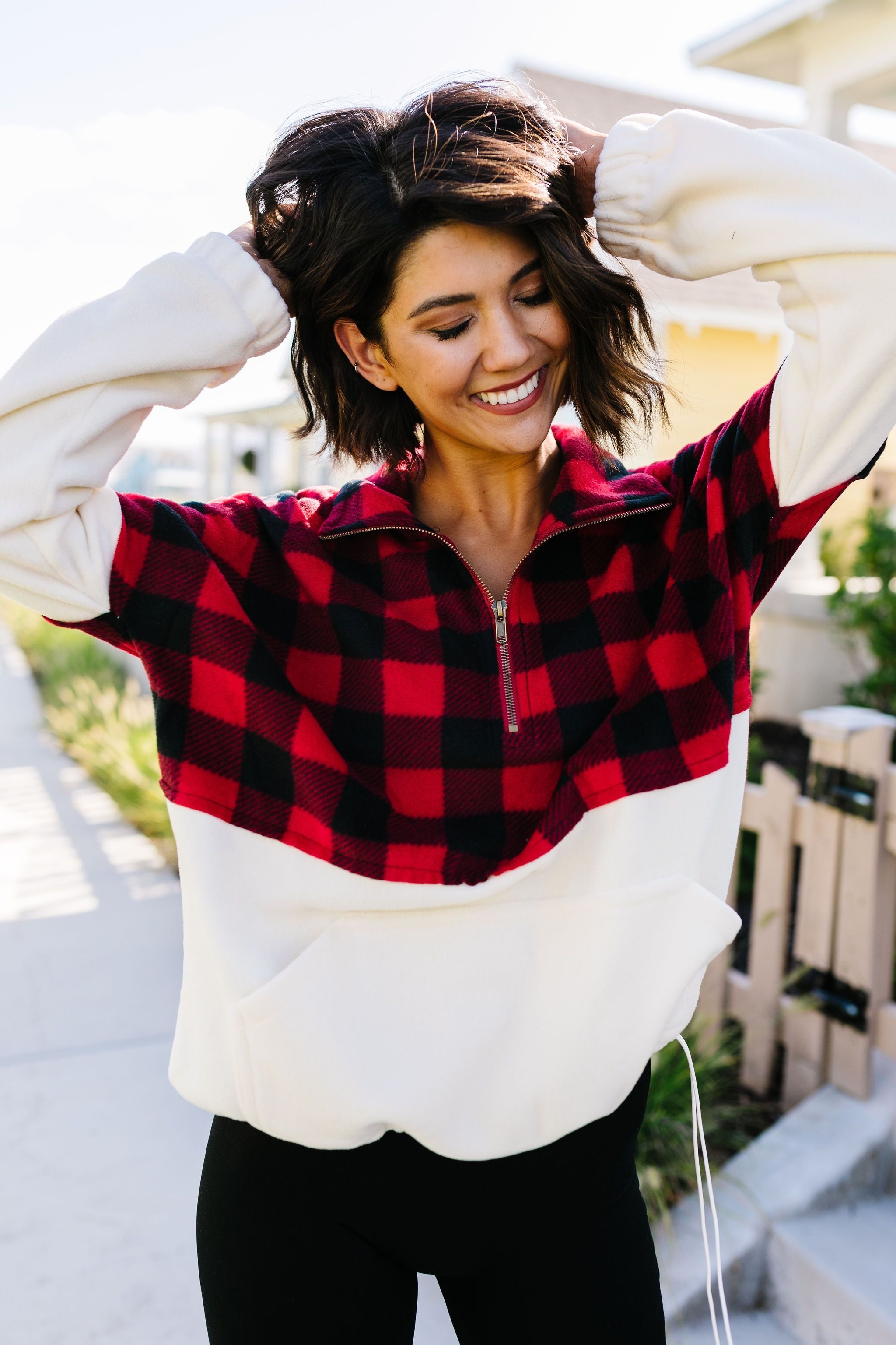 Buffalo Plaid Color Block Pullover