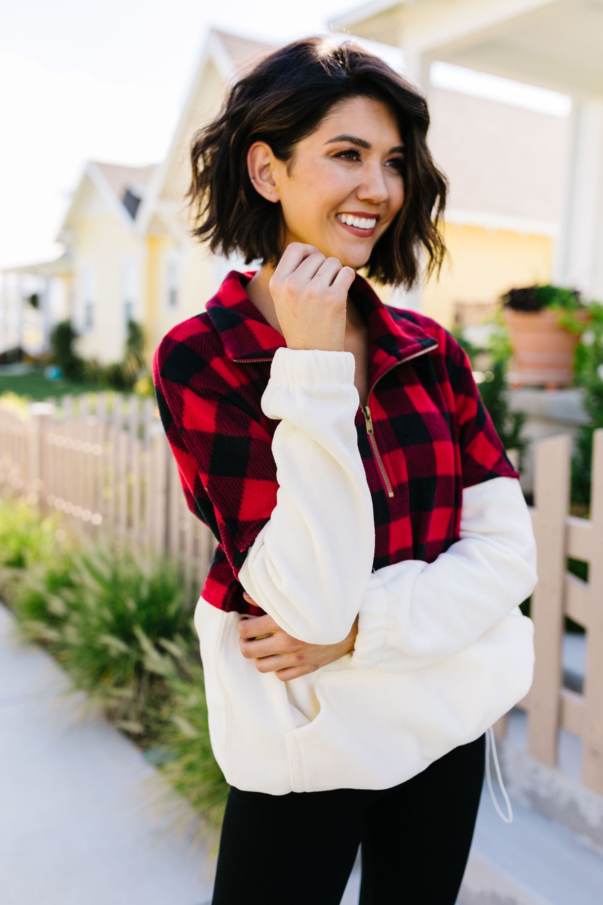 Buffalo Plaid Color Block Pullover