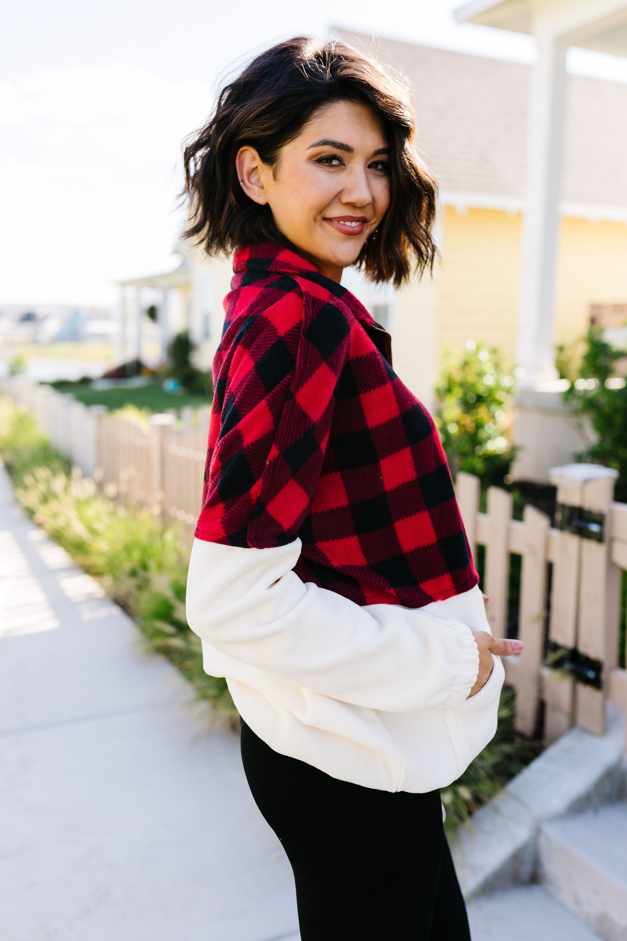Buffalo Plaid Color Block Pullover