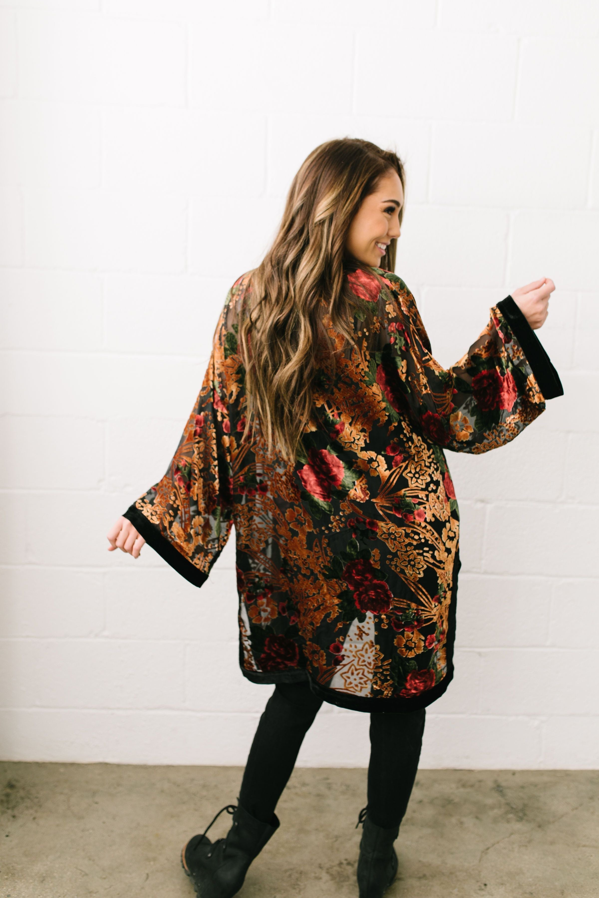 Burn Bright Velvet Kimono