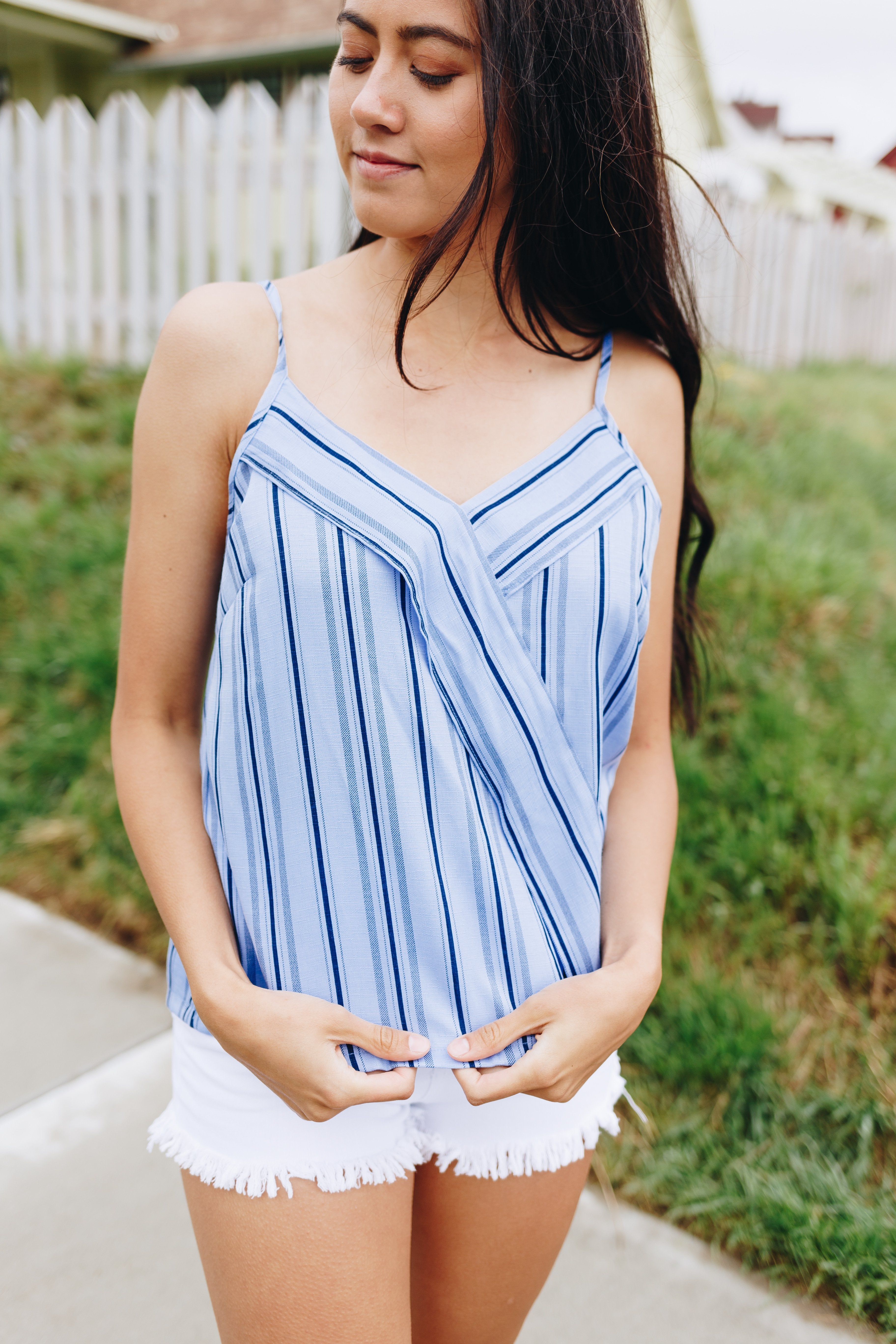 Business Or Pleasure Striped Tank in Blue