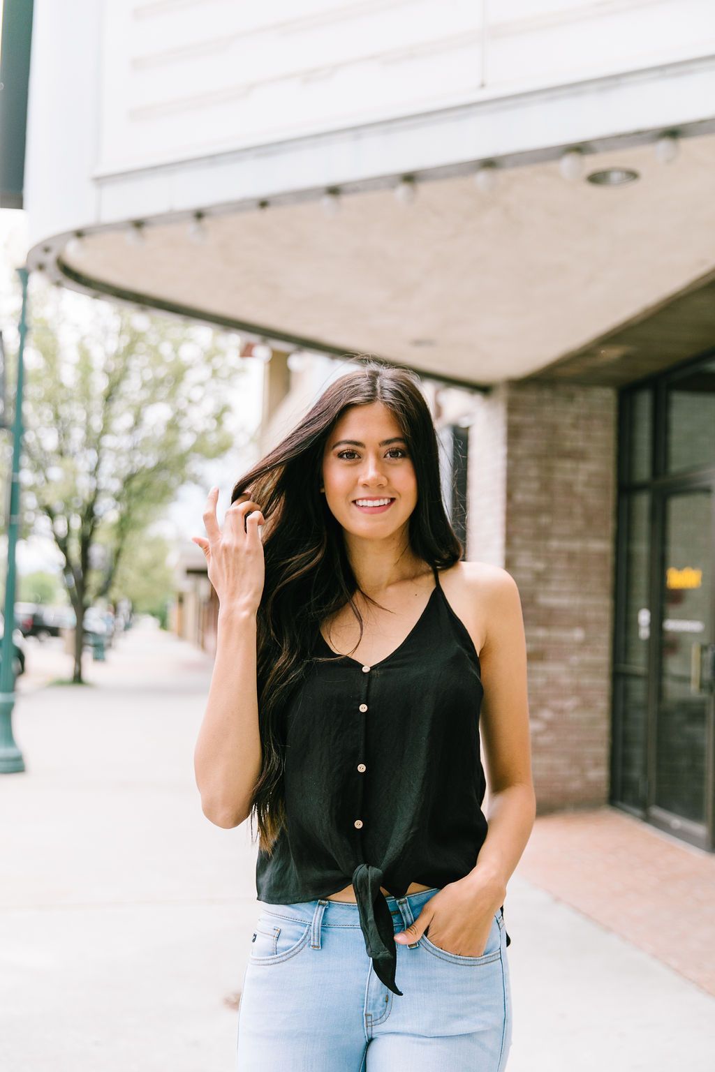 Button Down Camisole In Black