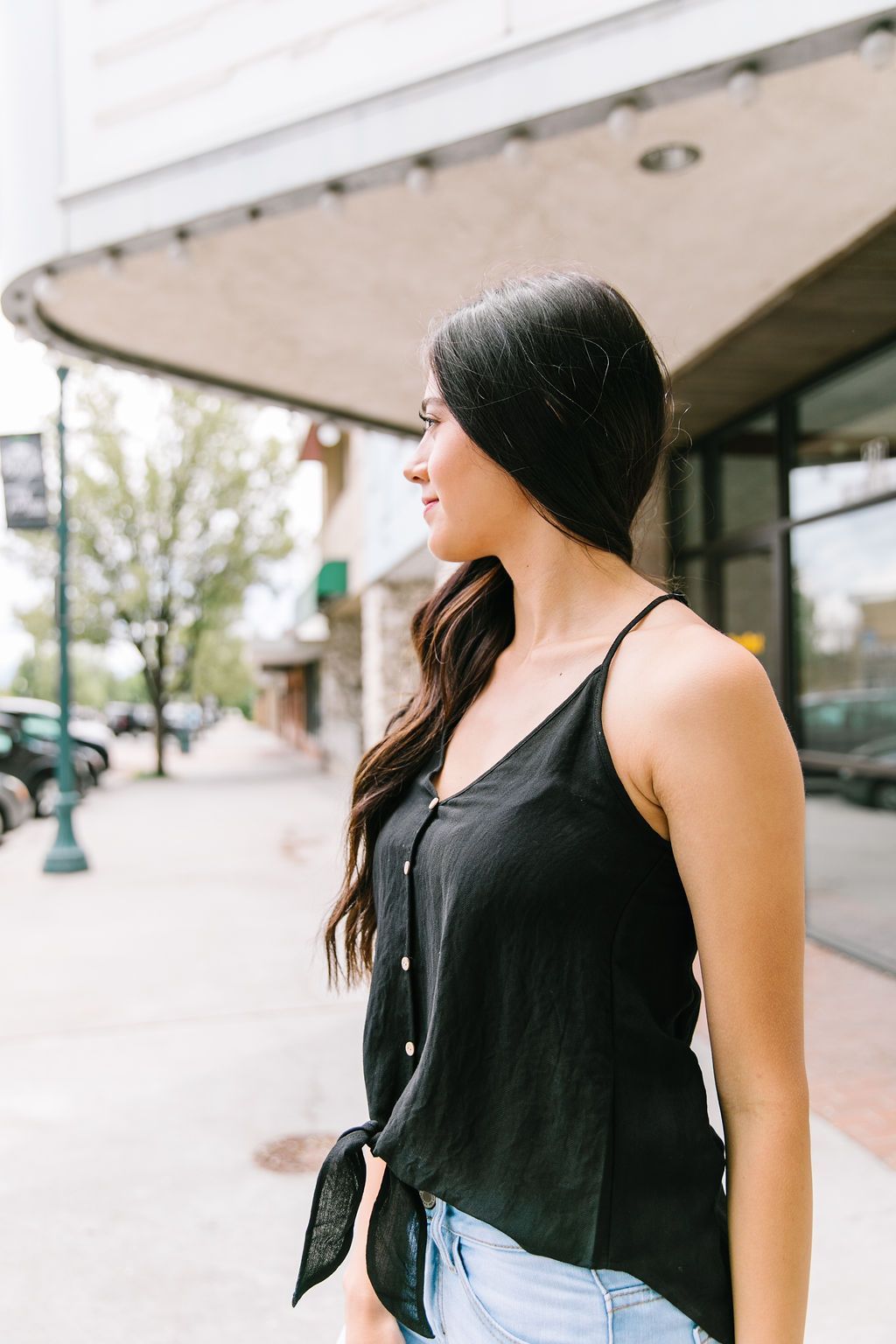 Button Down Camisole In Black