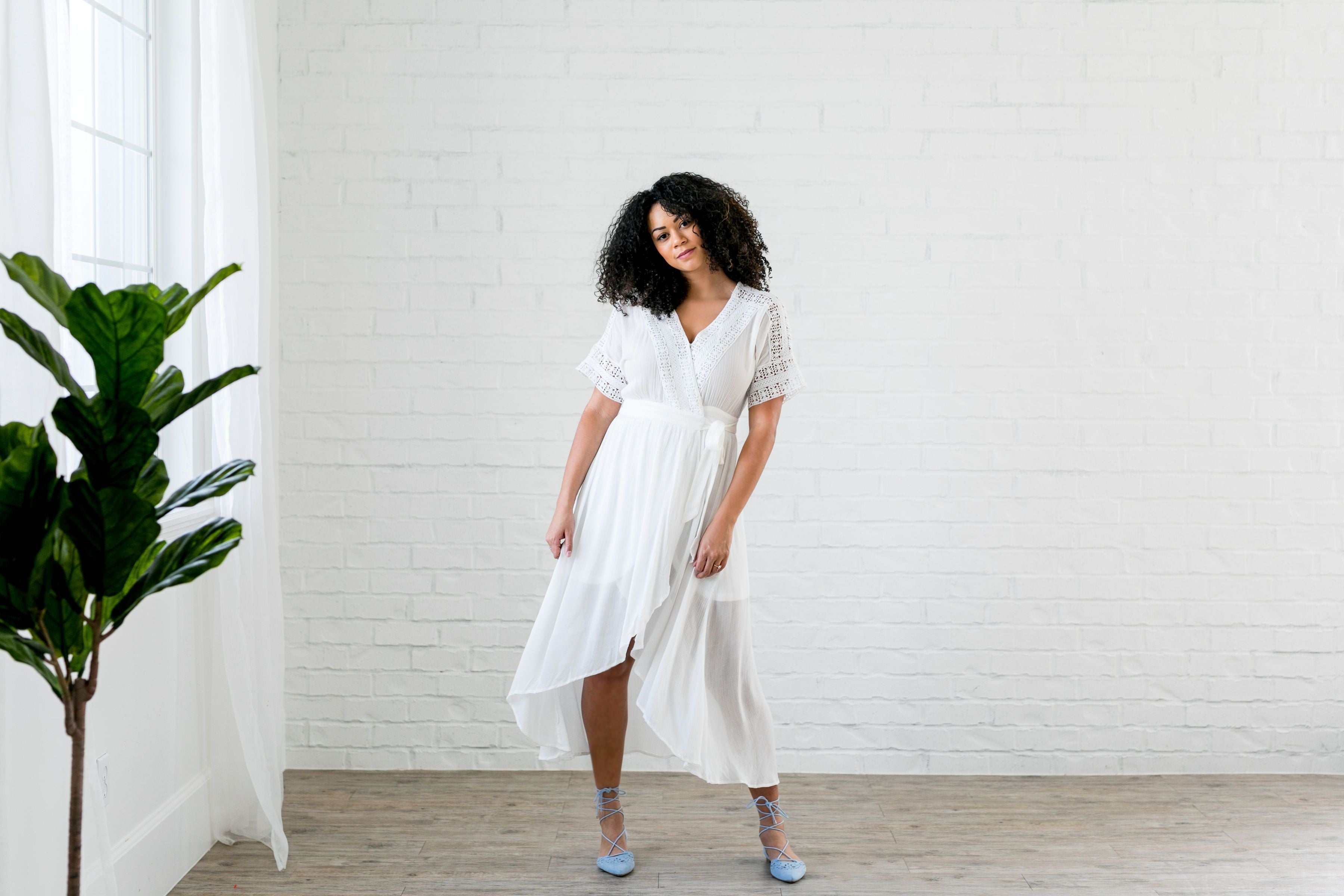 Carissa Lace Accent White Dress - ALL SALES FINAL