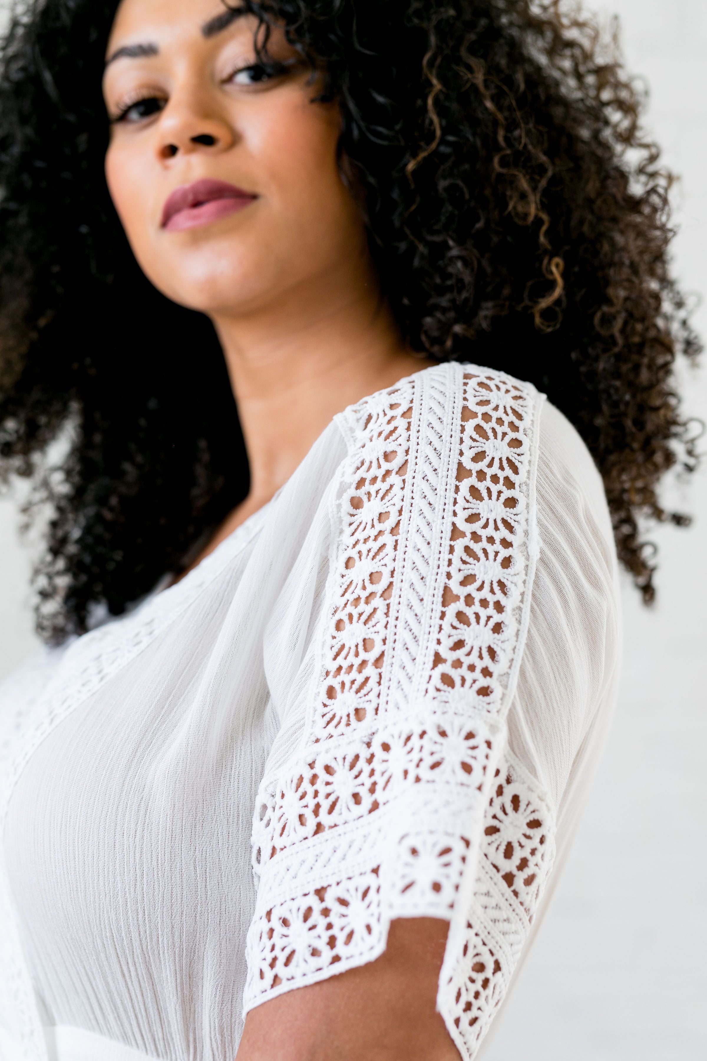 Carissa Lace Accent White Dress - ALL SALES FINAL