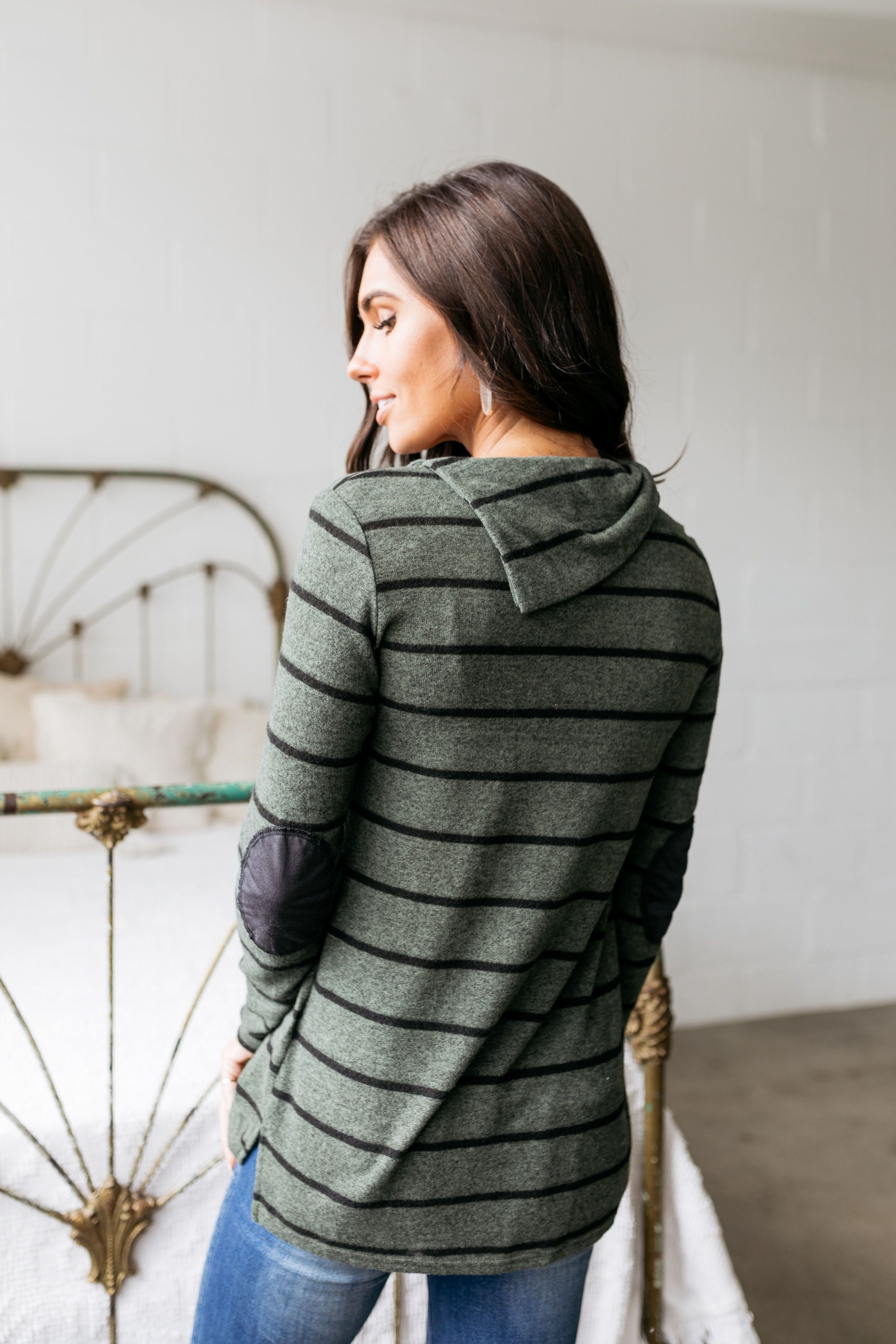 Carolina In My Mind Striped Top In Olive