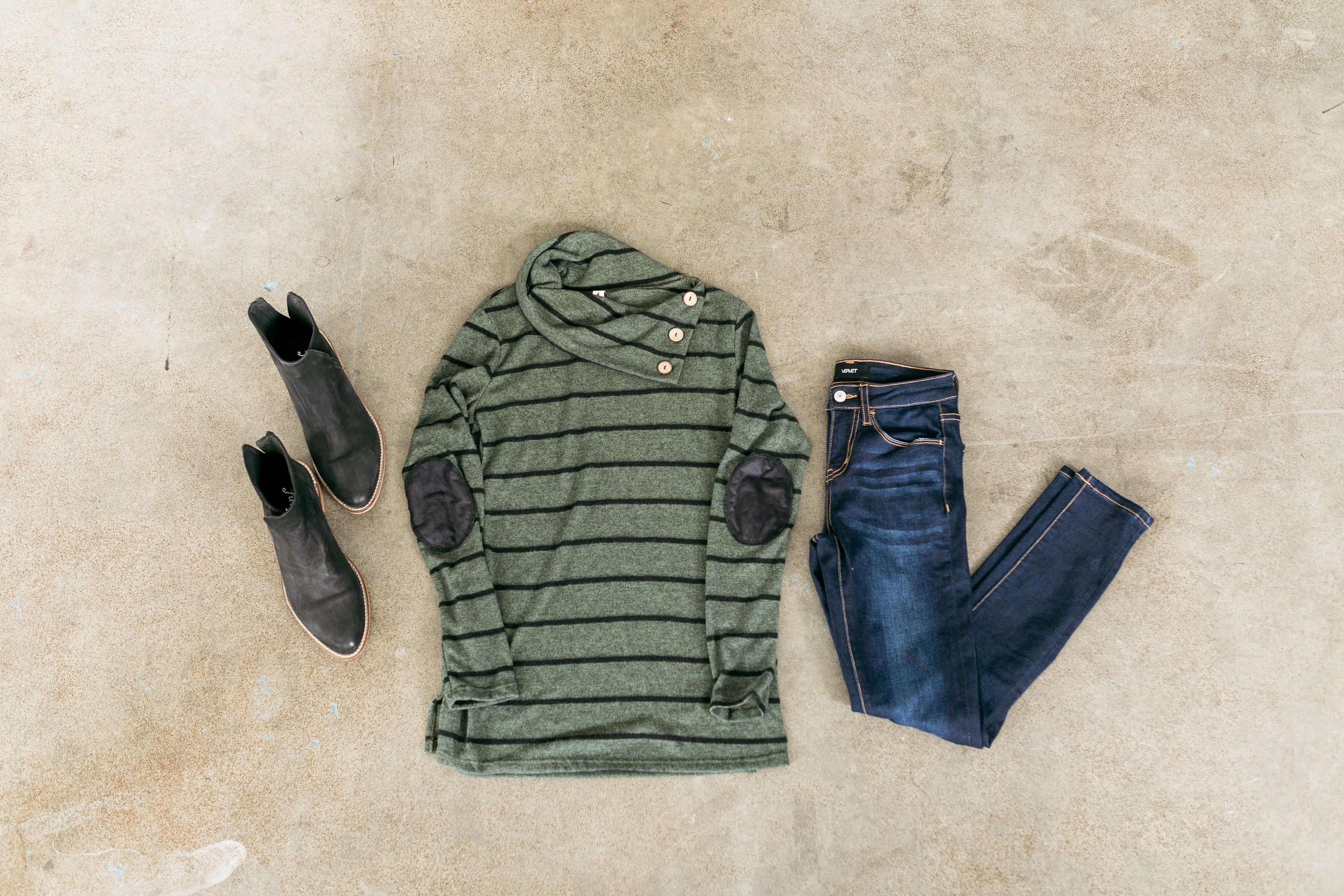 Carolina In My Mind Striped Top In Olive