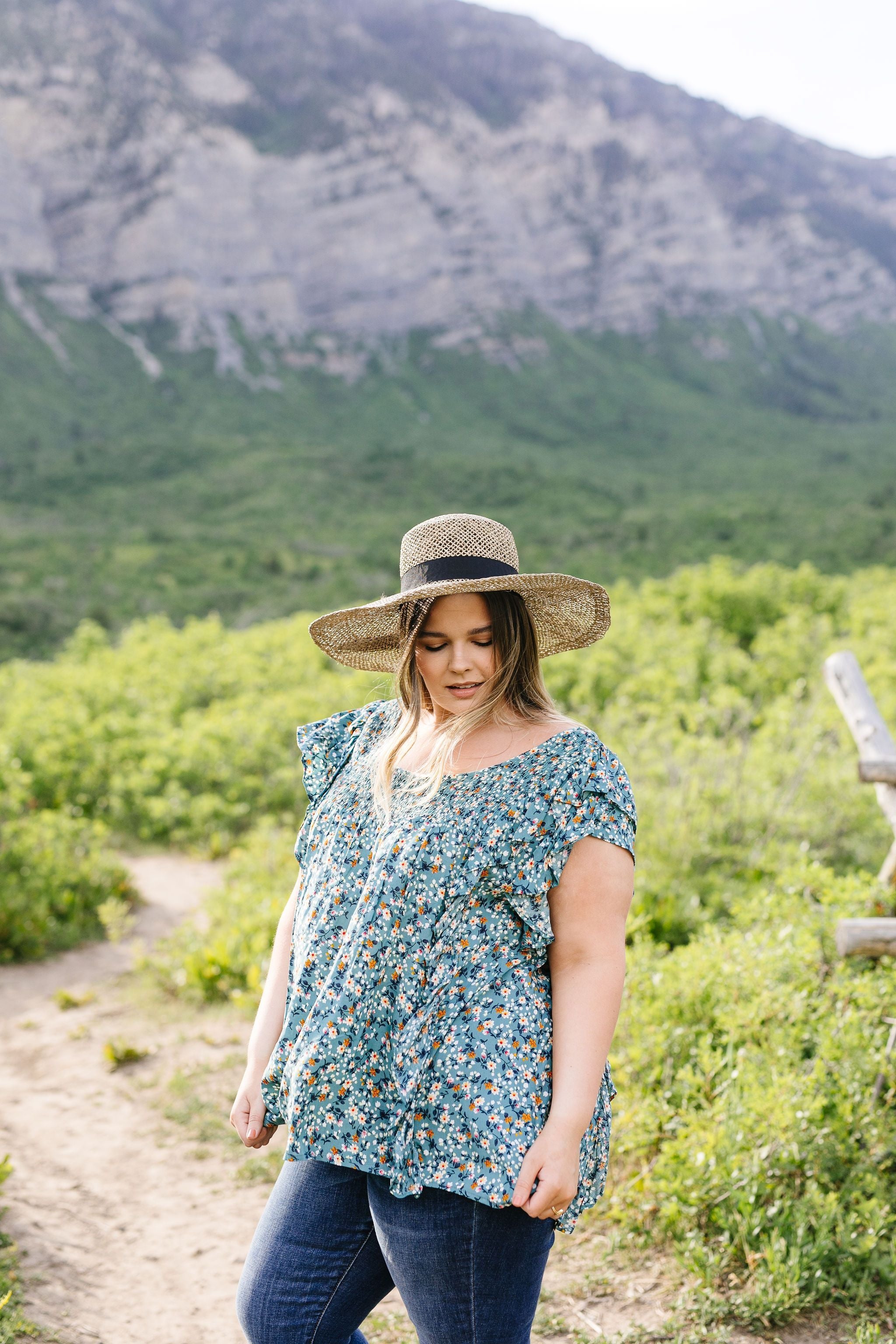 Cascading Ruffles Top In Aqua
