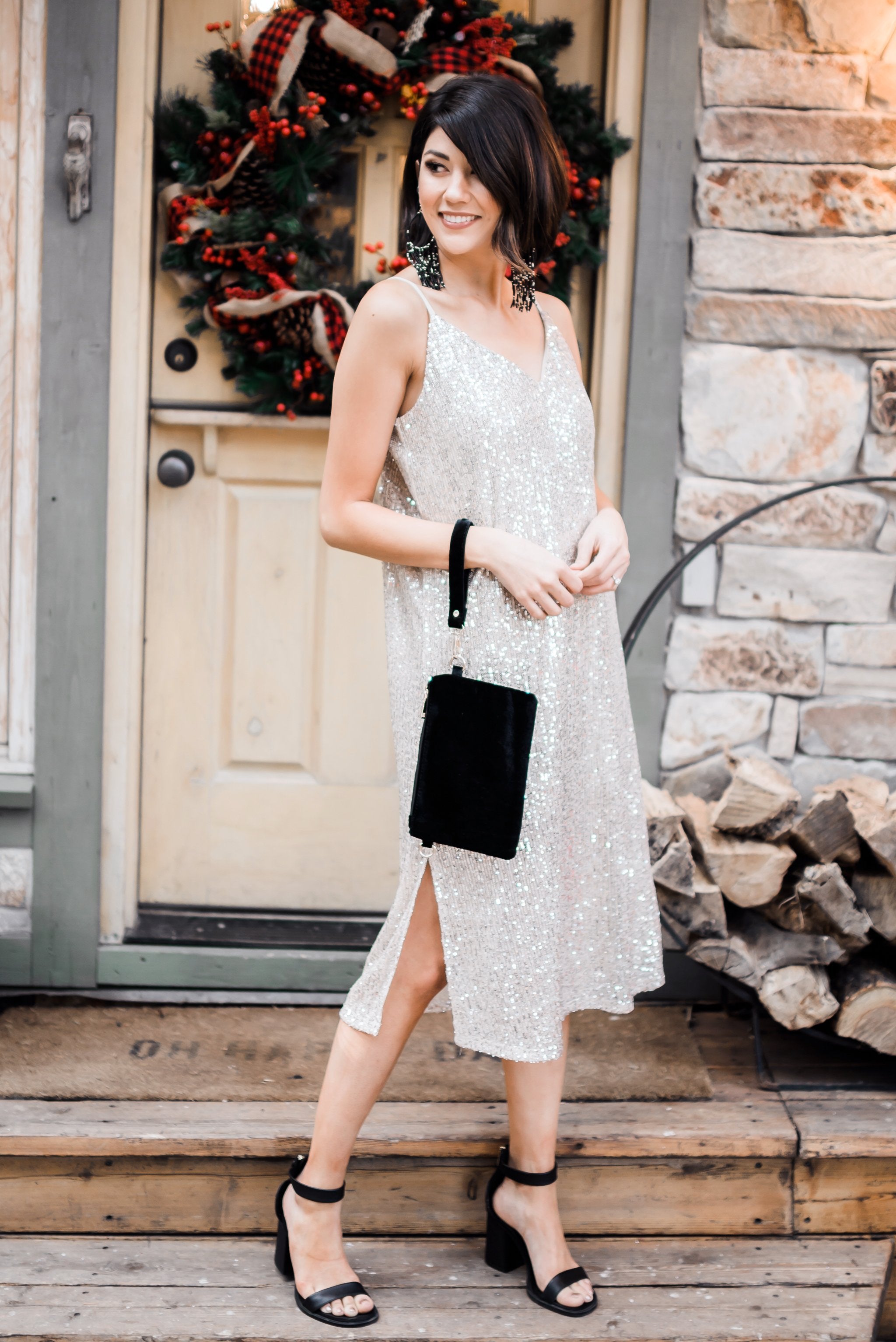 Champagne + Caviar Sequin Slip Dress