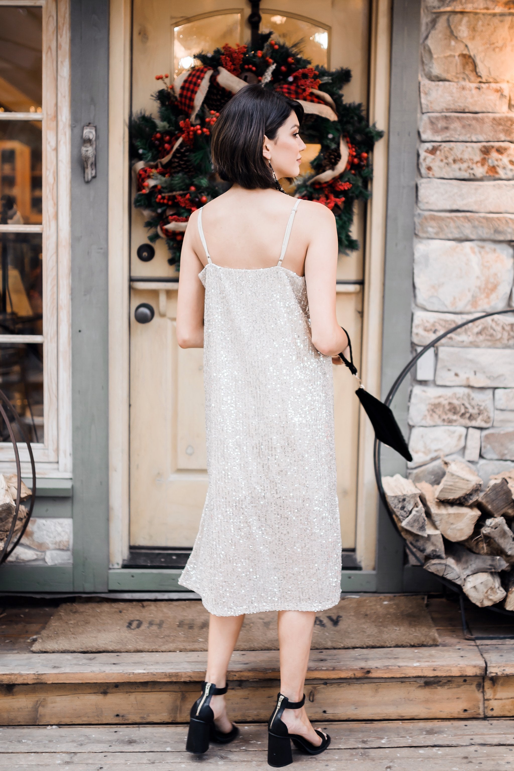 Champagne + Caviar Sequin Slip Dress