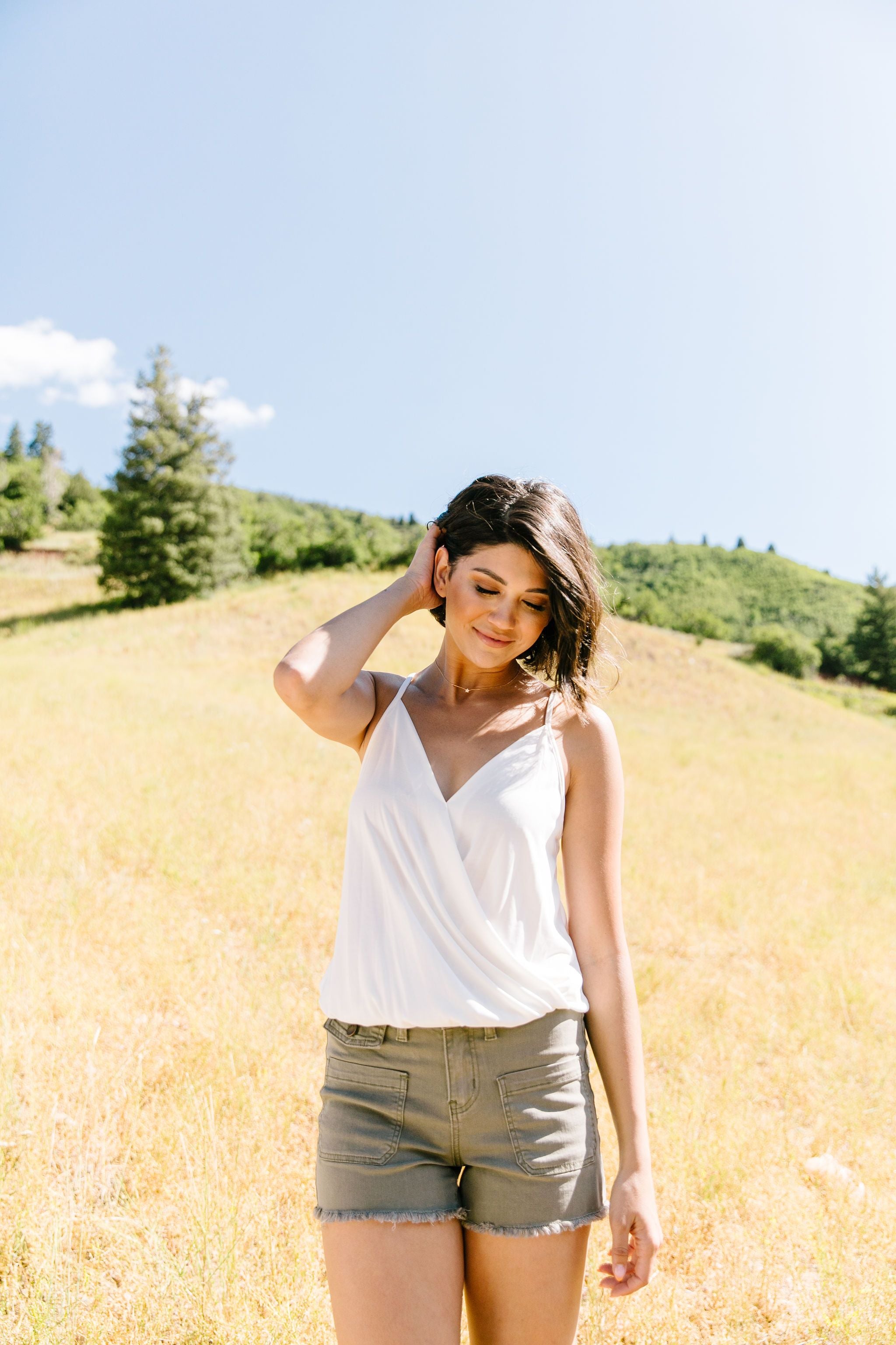 Charlize Surplice Tank In Ivory
