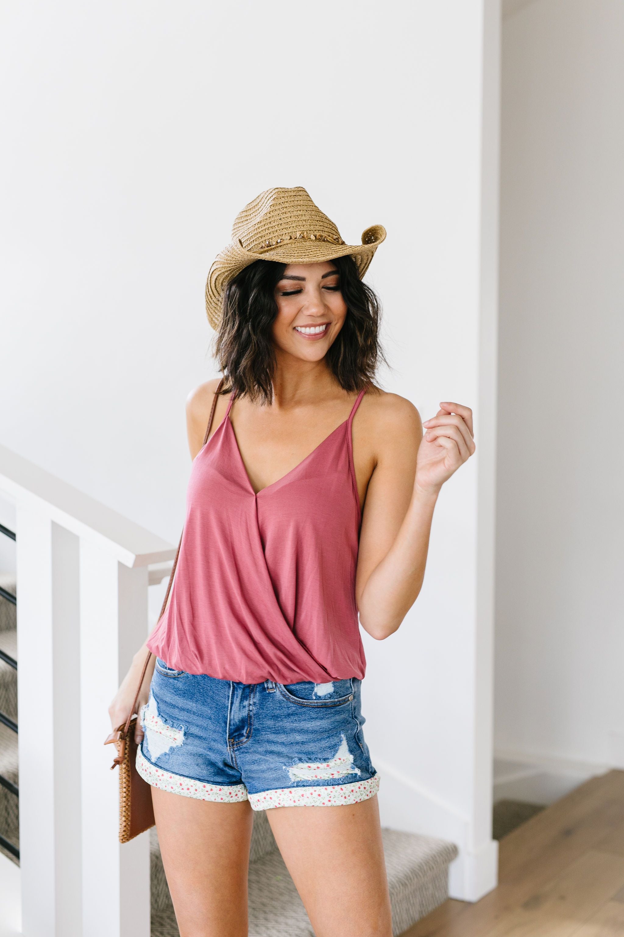 Charlize Surplice Tank In Persimmon