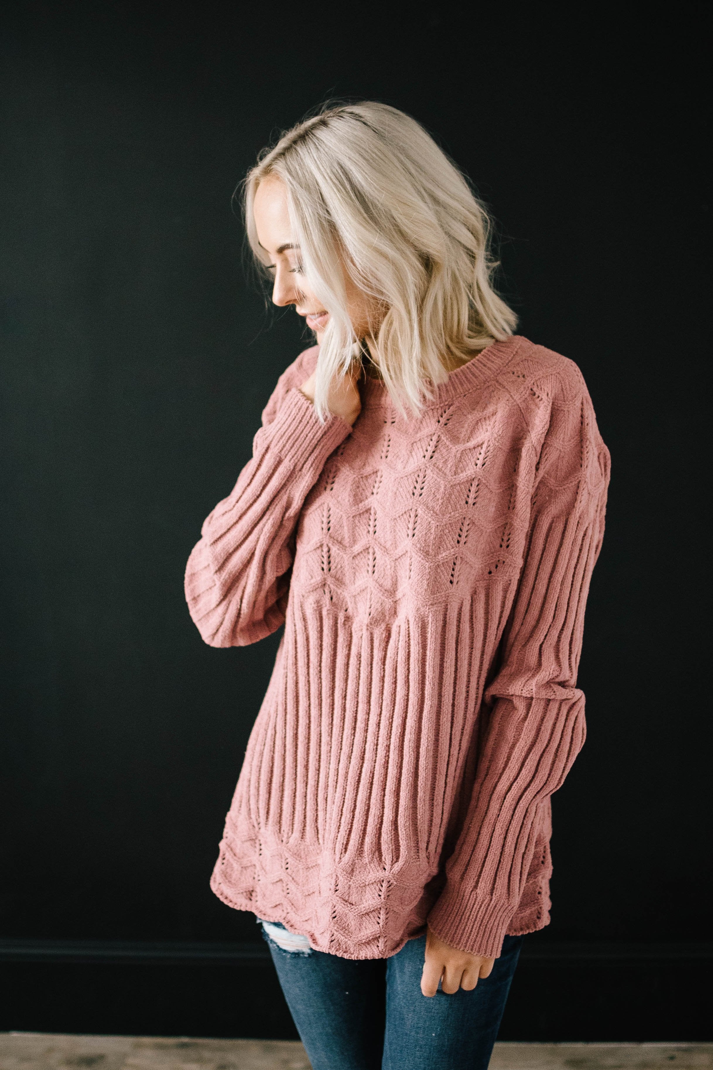 Chenille Sweater in Rose
