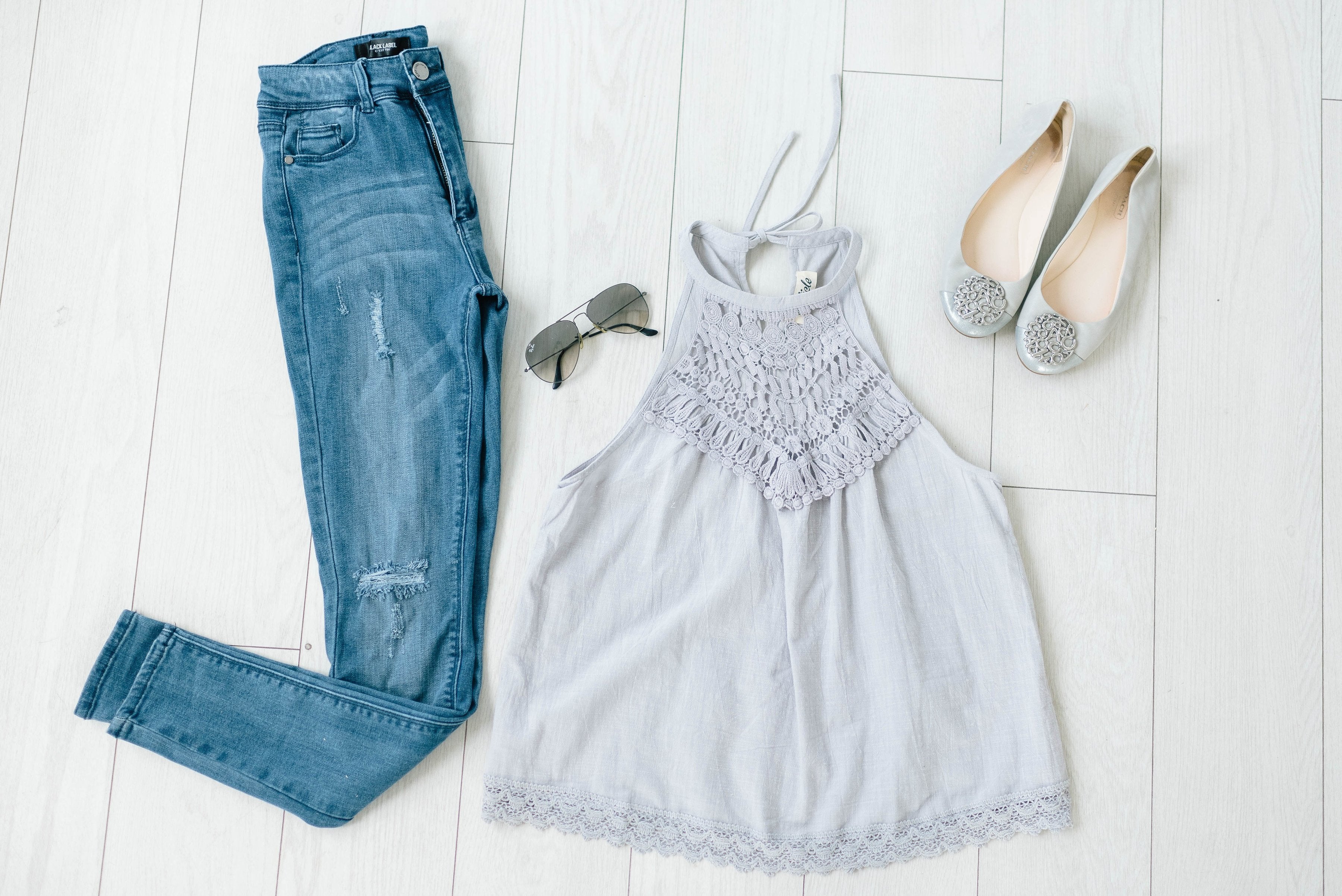 Chrissy Crochet Halter In Gray