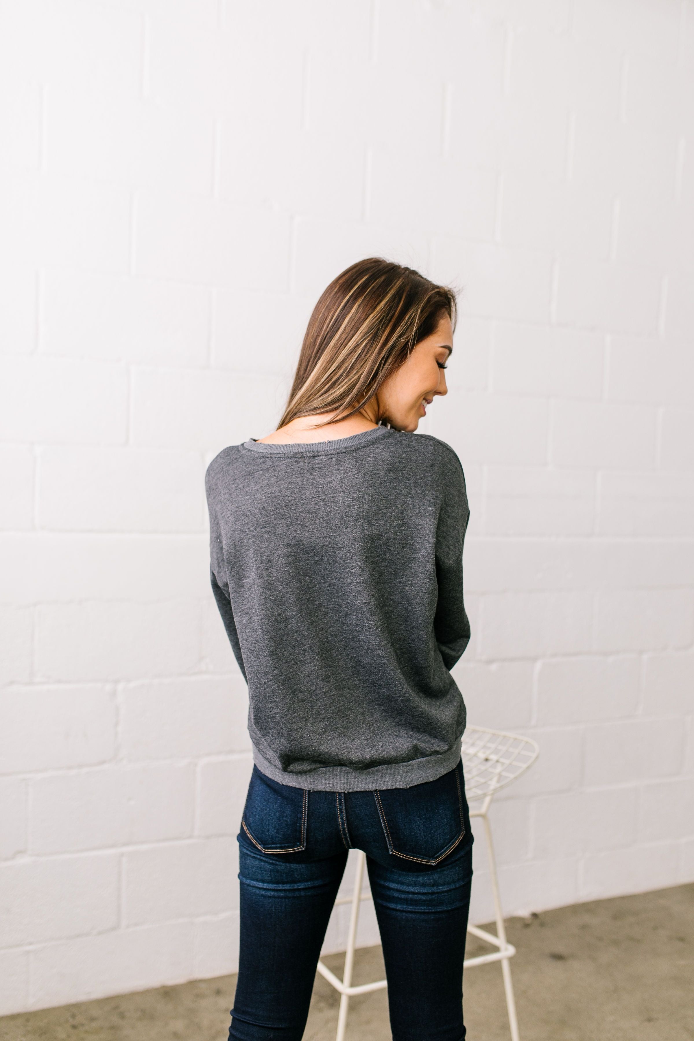Classic Graphic Sweatshirt In Charcoal - ALL SALES FINAL