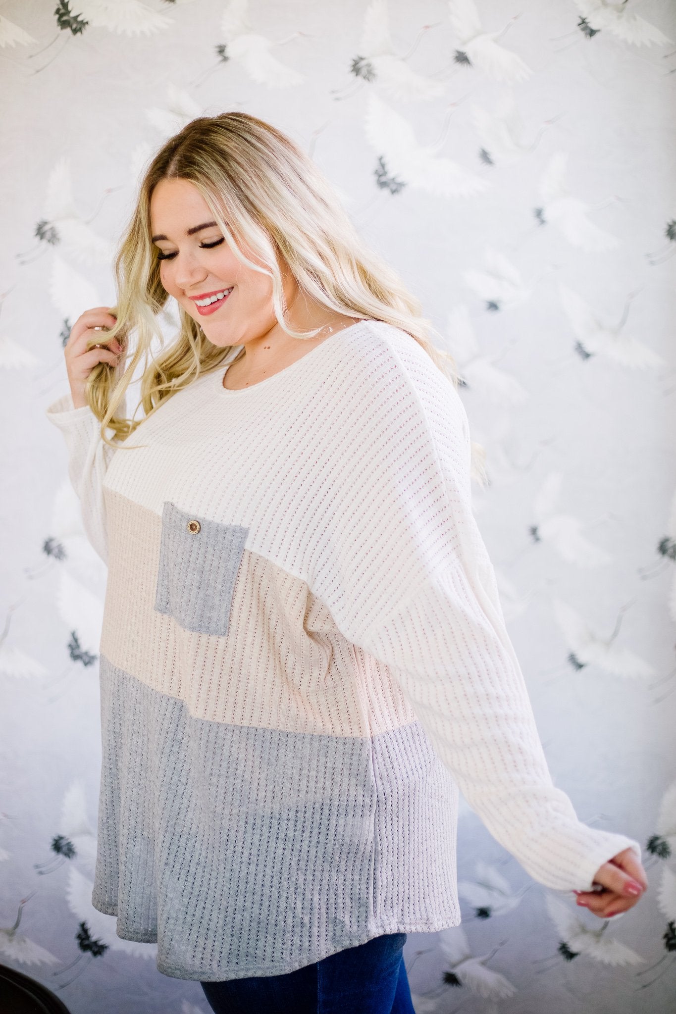Color Block Pointelle Top