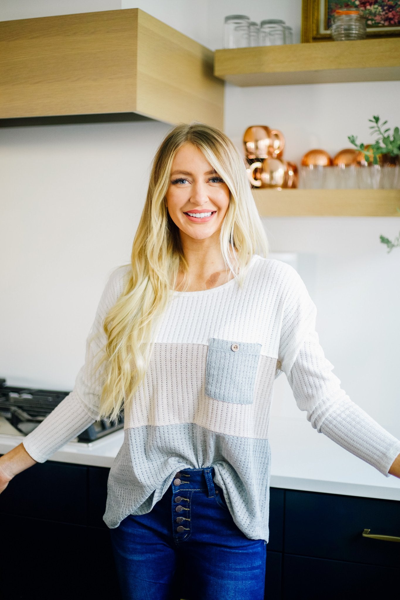 Color Block Pointelle Top