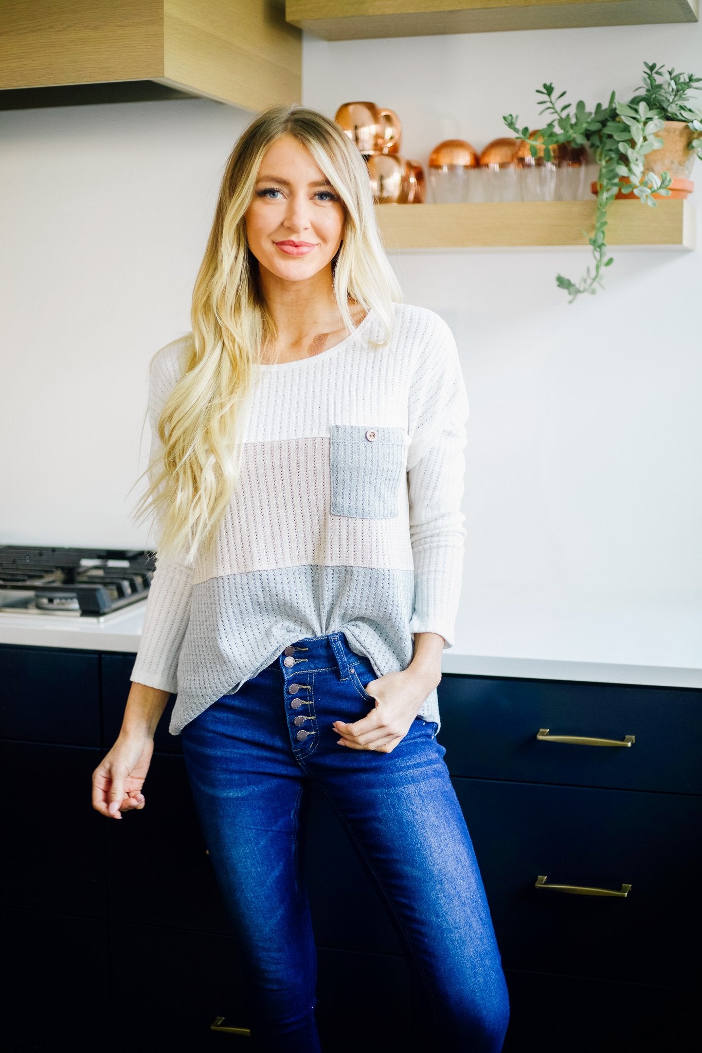 Color Block Pointelle Top