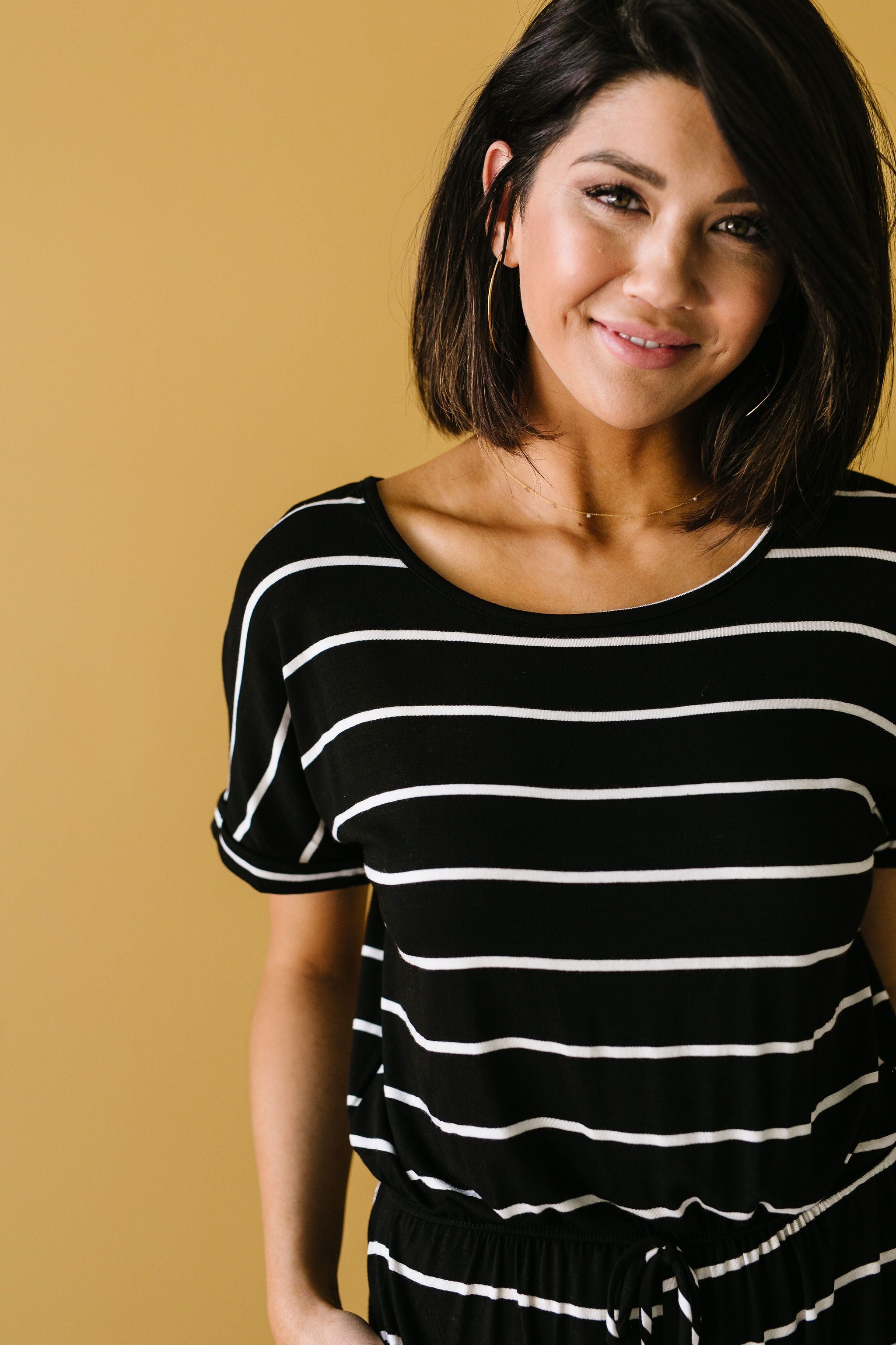 Comfort Stripes Romper In Black